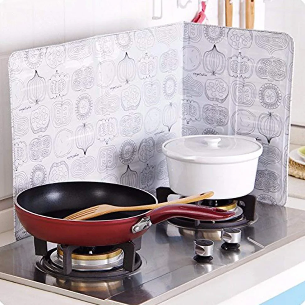 Greensen Burlete de Cocina Antisalpicaduras Plegable para Estufa de Gas, Protector contra Salpicaduras, Diseño Floral, 39x84 cm