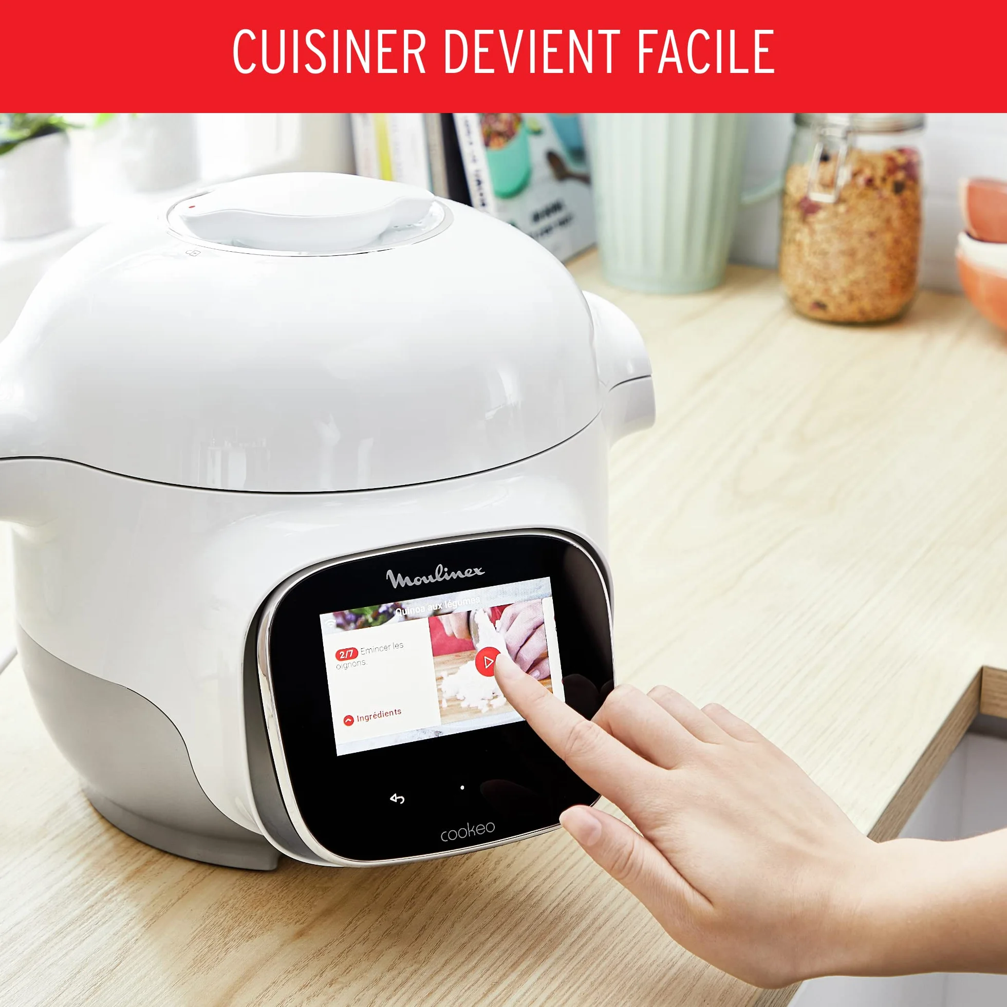 Moulinex Cookeo Touch Wifi Mini Multicooker 3L 100 recetas integradas Wifi pantalla táctil YY5132FB Blanco