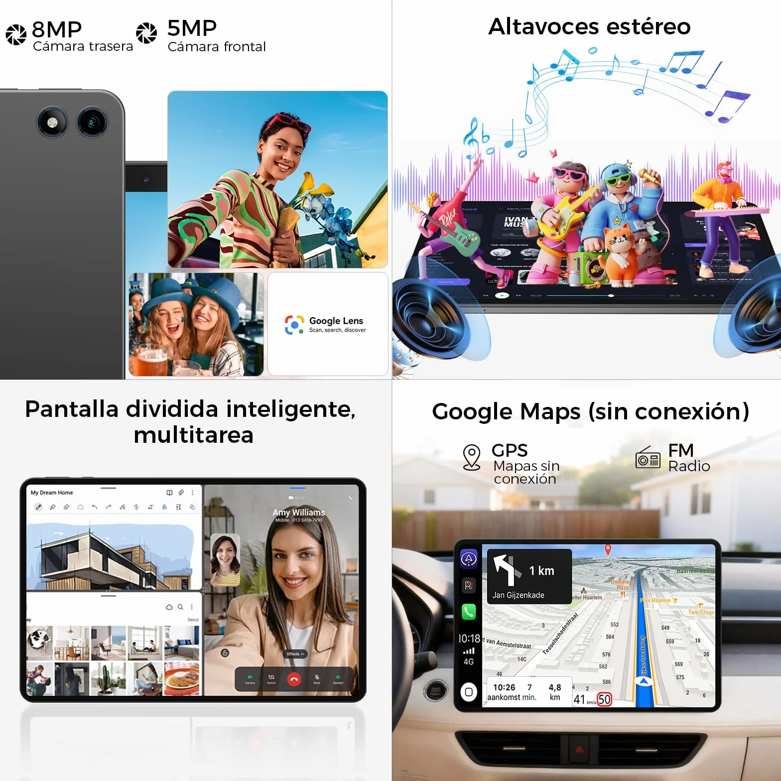 Android 16 Tableta,13.4 Pulgadas Tableta Grande Tablet con Octa-Core Processor, 32GB RAM + 256GB ROM, 10000mAh Batería,1920x1200 IPS, 2.4/5Ghz Dual WiFi/5+8MP/GPS/Gemini AI/Widevine L1