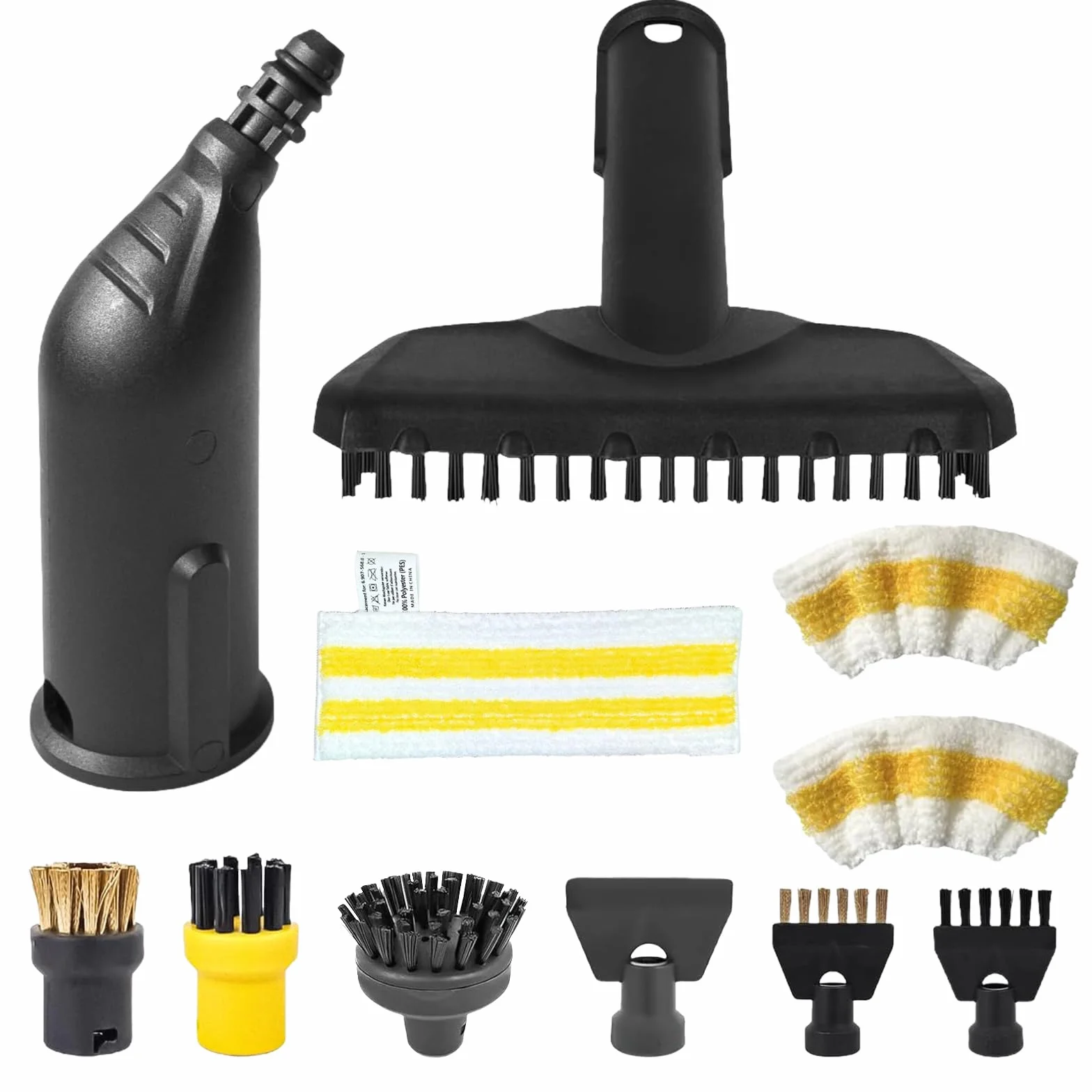 11 Piezas Accesorios para Limpiador de vapor Kärcher SC1 SC2 SC3 SC4 SC5,con cepillo redondo, cepillo plano, boquilla curvada, cepillo de vapor manual, cepillo redondo grande, funda de paño de
