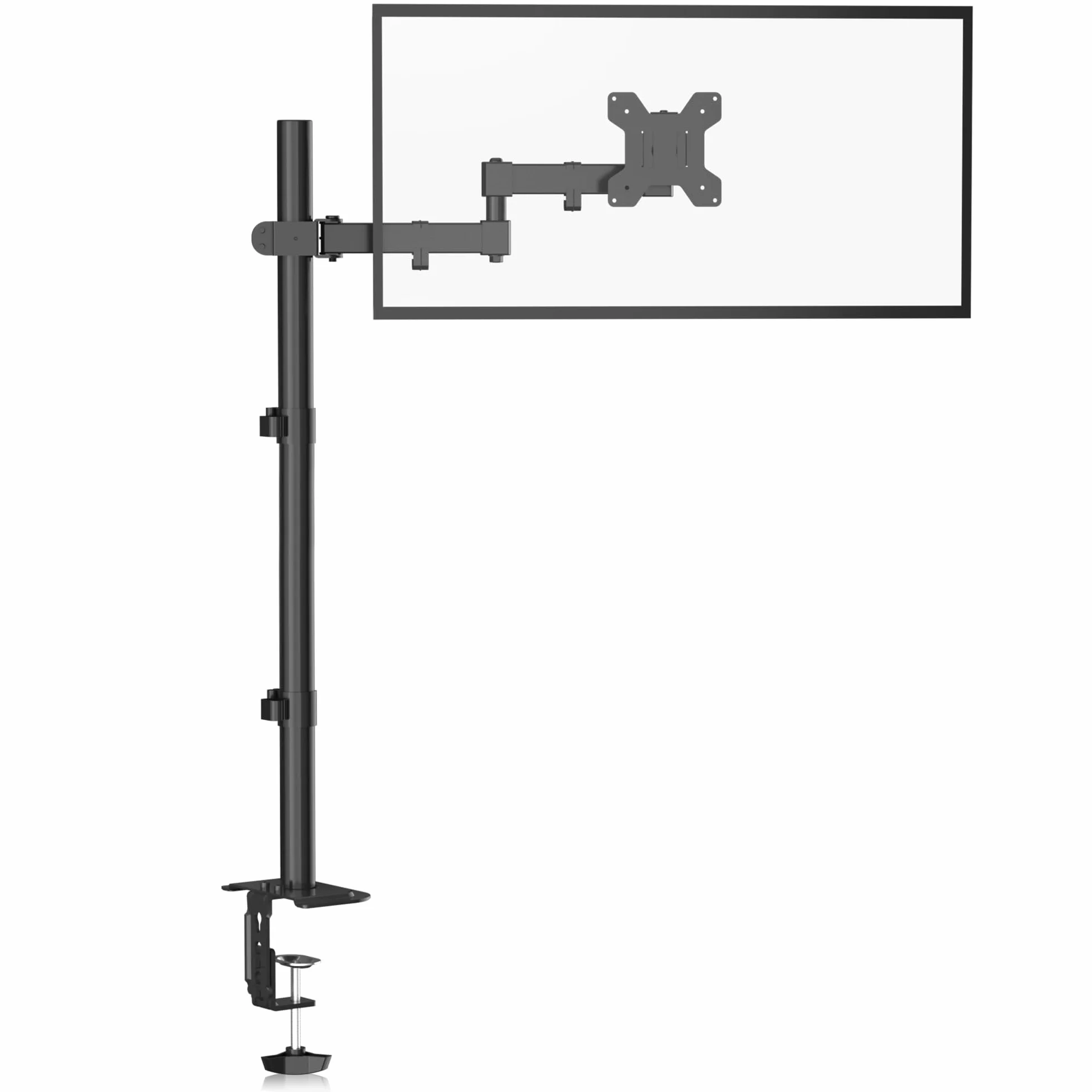 Bracwiser Soporte Monitor de Mesa Altura Extra 800mm, Brazo Monitor de 13-32 Pulgadas (Máx. 34"), Soporte Pantalla Ordenador Ajustable, VESA 75/100mm, Carga 10kg, Pinza y Ojal, Negro, MD7821