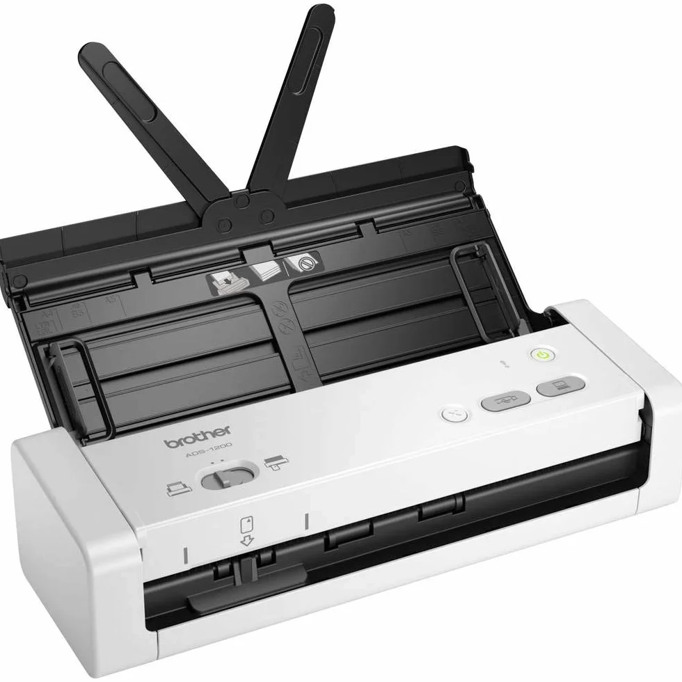 Brother ADS1200, Escáner departamental compacto con ADF y ranura para tarjetas, escaneado a doble cara automático y alimentación por USB, cable no incluido