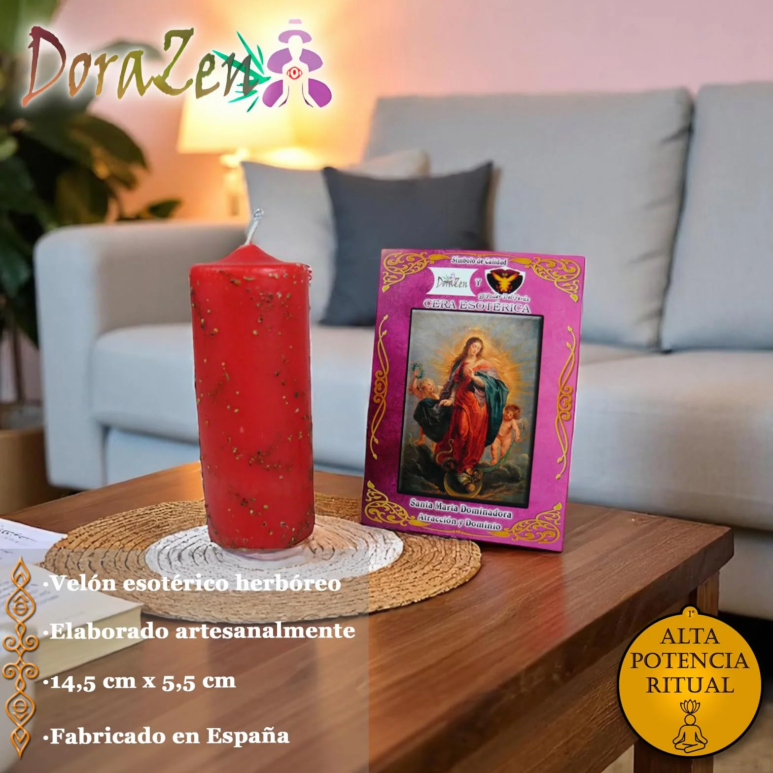 Velón Herbóreo Santa Marta Dominadora - Ritual esotérico de atracción y dominio