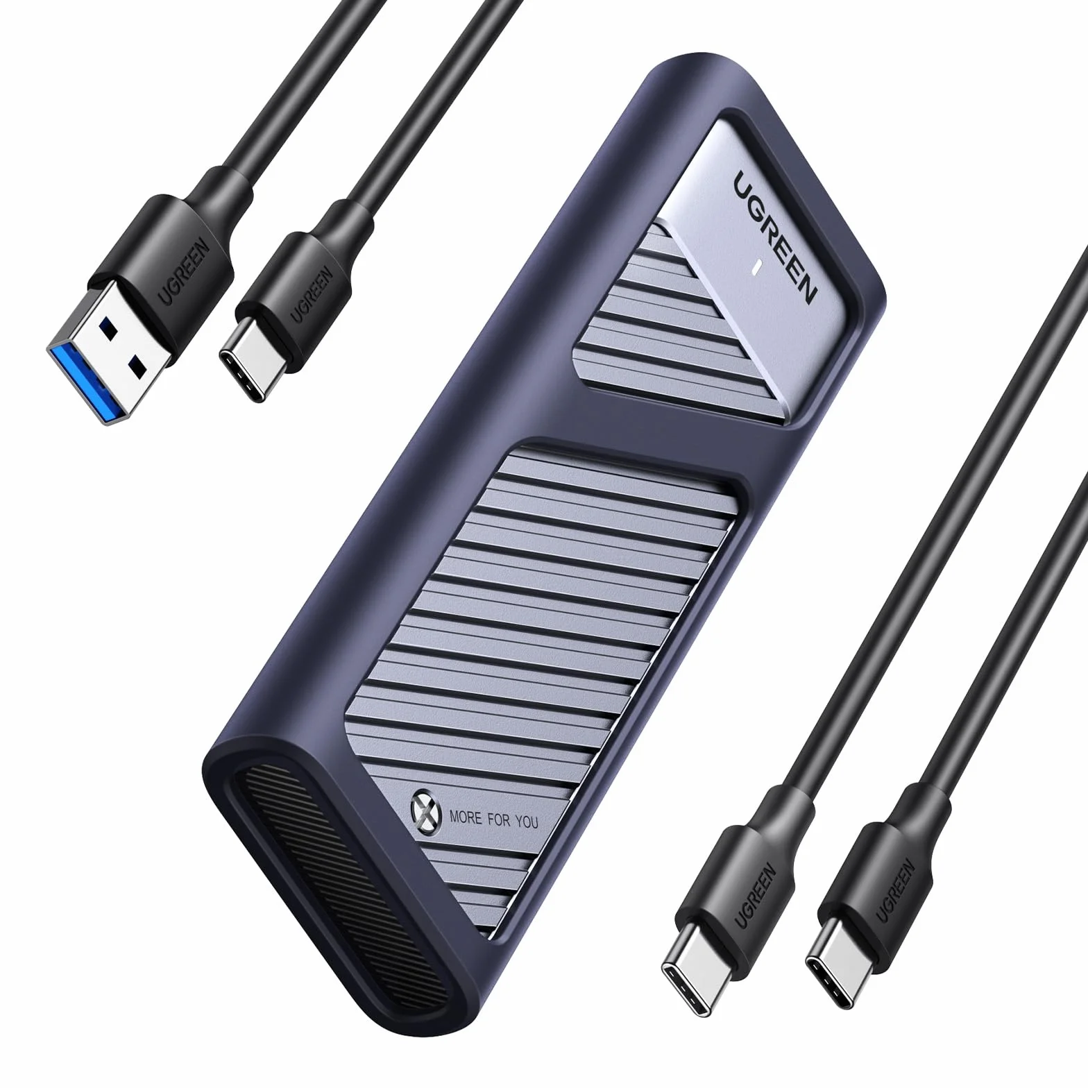 UGREEN Carcasa M.2 NVMe e NGFF USB C 3.2 Gen 2, Caja SSD M2 con UASP 10Gbps para M.2 M/M&B Key 2280/2242/2230/2260 Compatible con 970 EVO Plus Crucial P1 WD