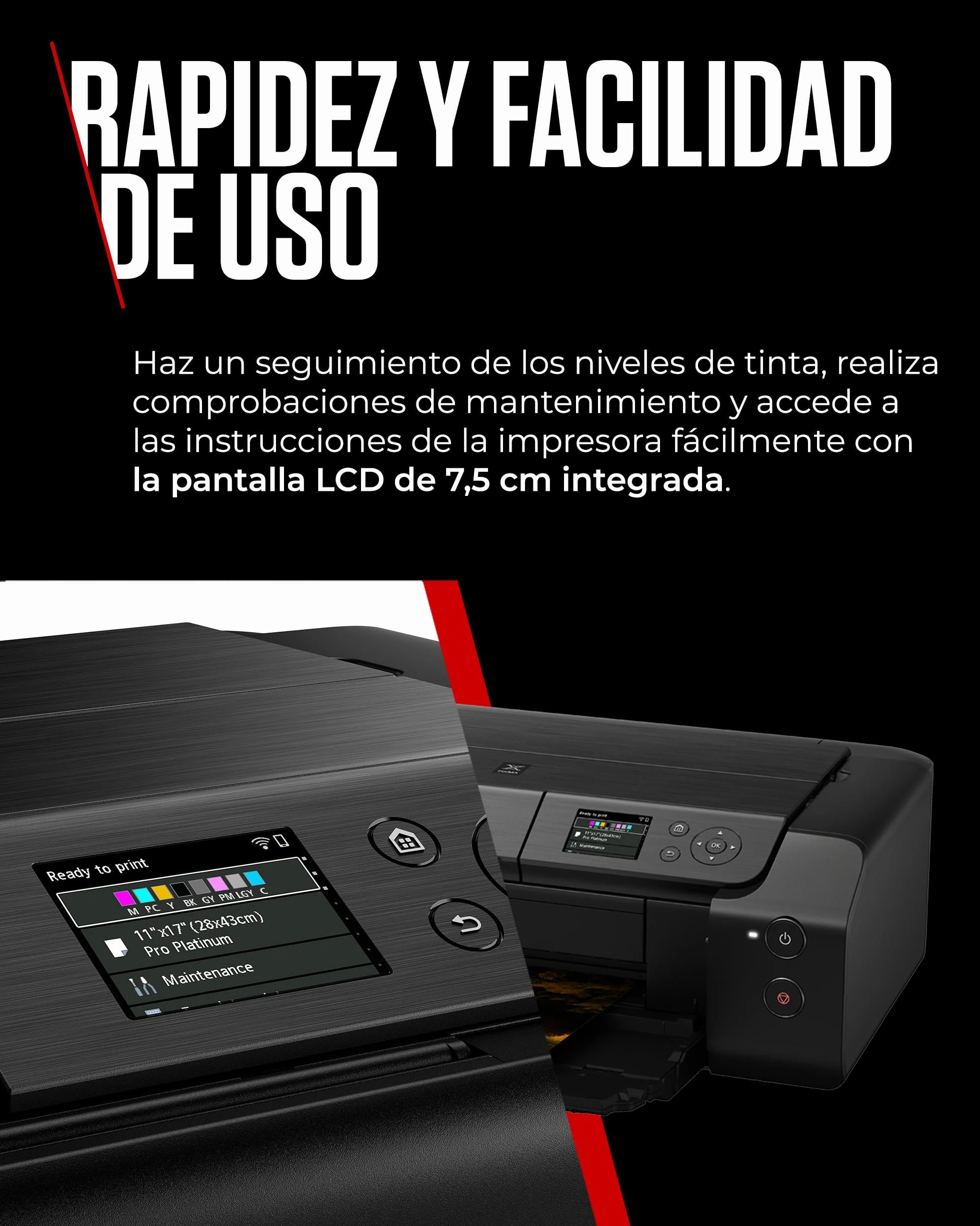 Canon Pixma PRO-200S Impresora Fotográfica Profesional, Sistema de Inyección de Tinta, A3+, WiFi, 8 Cartuchos de Tinta, Impresión Sin Bordes, Impresión de Alta Velocidad, Negro