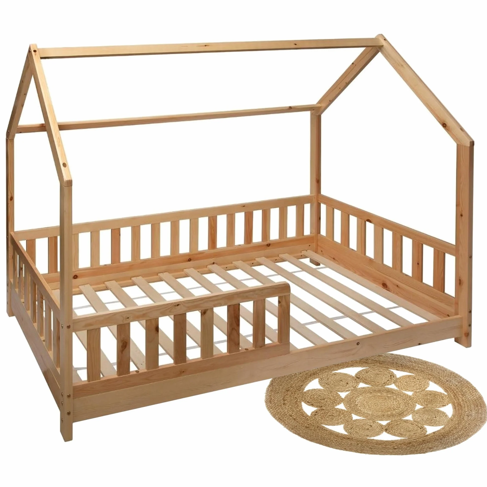 WELL HOME MOBILIARIO & DECORACIÓN Habitación Infantil: Cama Infantil Bosco 90x190cm con Alfombra de Yute Redonda 80cm