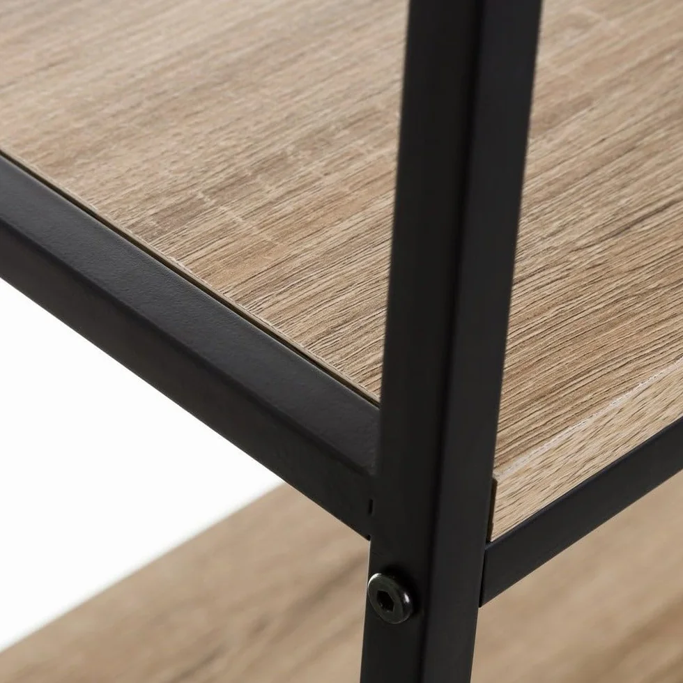 Estantería Urban LOLAhome 3 baldas Metal Negro Tablero Natural 76x60x30 cm Acero Madera laminada 15 mm