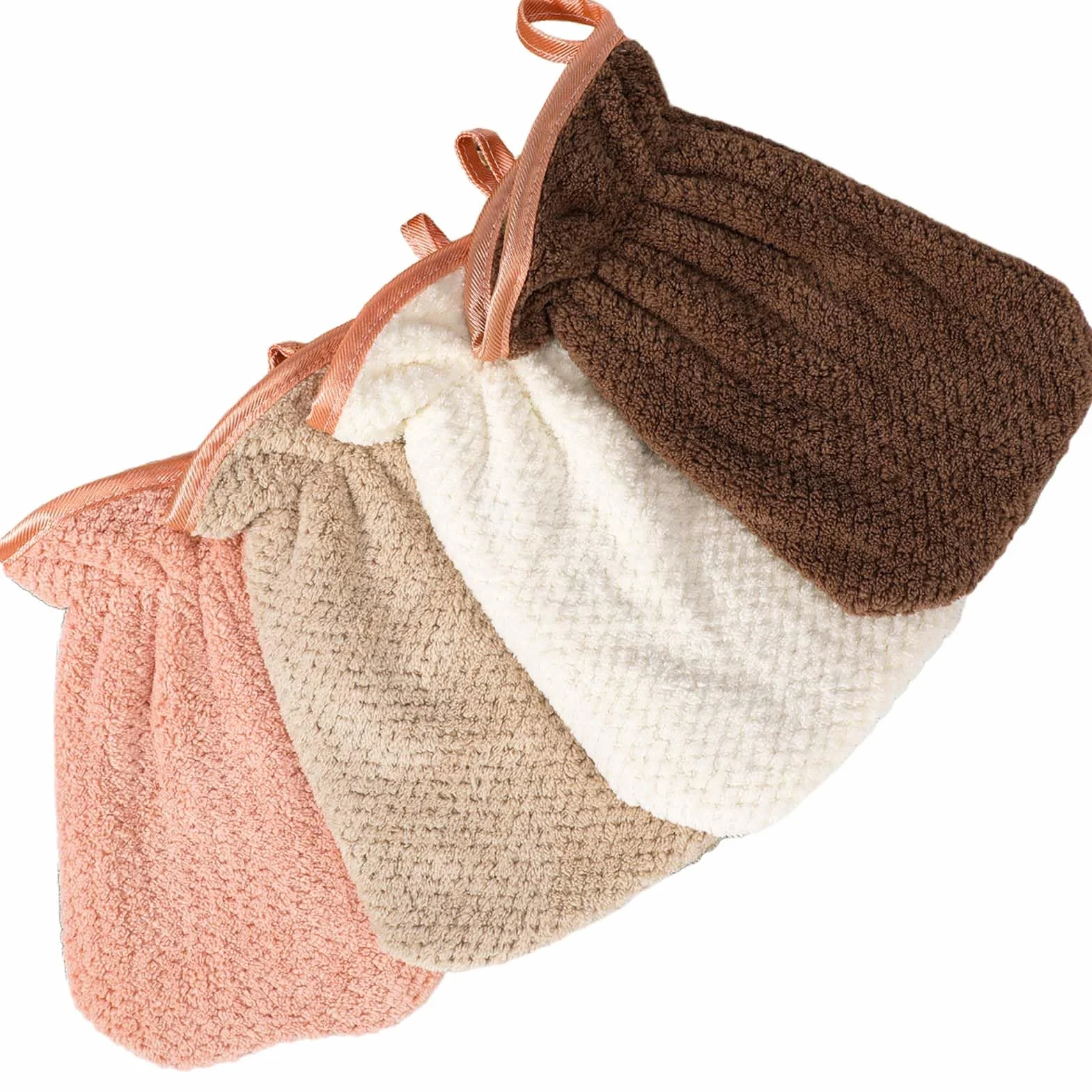 PHOGARY Pack de 4 manoplas de baño de rizo terciopelo coral microfibra, guante de lavado para cara y cuerpo, 13 x 20 cm
