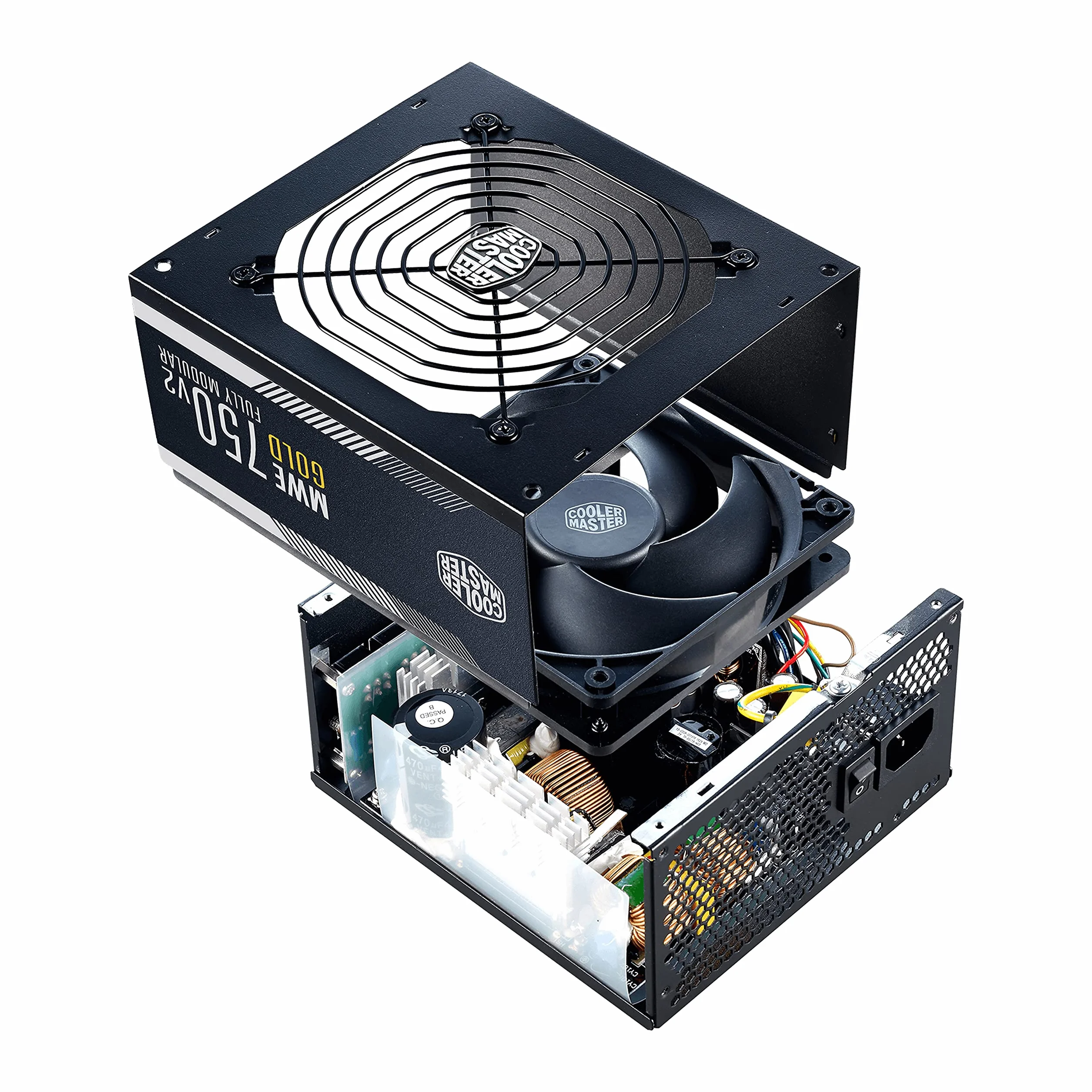 Cooler Master MWE 750 Gold V2 - Fuente de Alimentación 750W Modular (Enchufe EU), 80 PLUS Gold, Cableado Negro Plano, Ventilador HDB 120 mm, Umbral de Alta Temperatura - 5 Años de Garantía