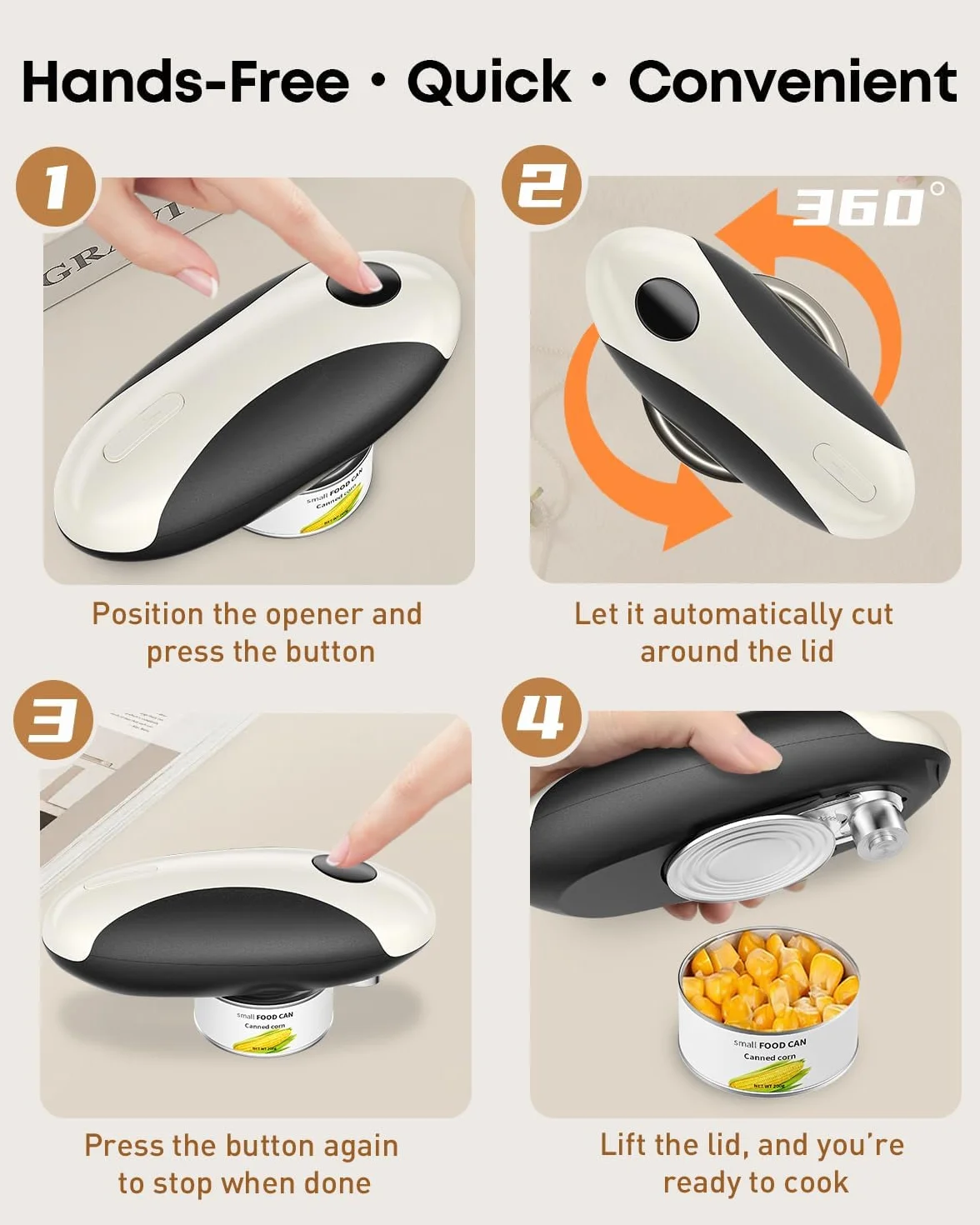 Pawfly Abrelatas Eléctrico Recargable Automático sin Cable One-Touch para Bordes Lisos