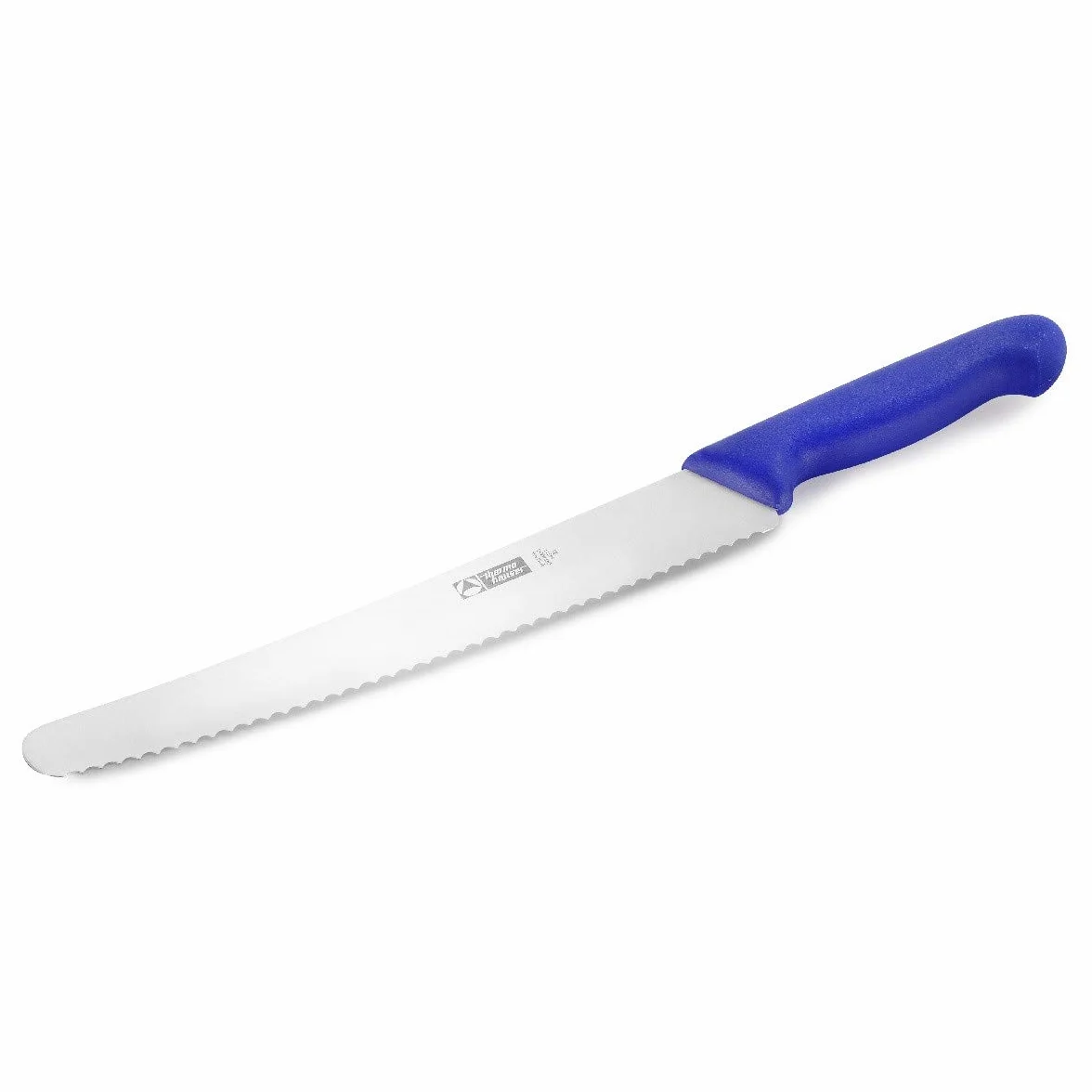 thermohauser Cuchillo universal acero inoxidable hoja ondulada 25 cm mango plástico azul