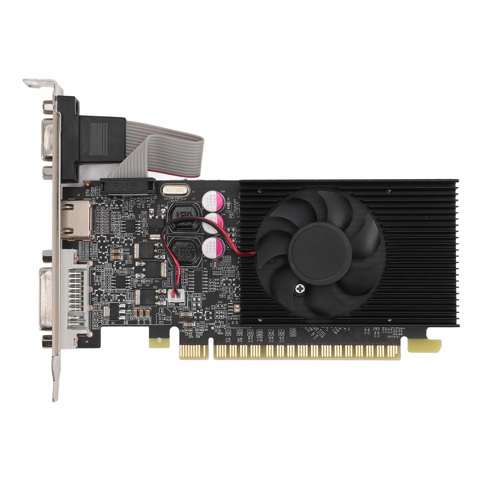 Tarjeta Gráfica GT 210, Tarjeta Gráfica GPU para Juegos PCI Express 2.0 DDR3 de 64 bits, 550 MHz, HDMI DVI VGA con Ventilador de Refrigeración para Juegos de Oficina y PC