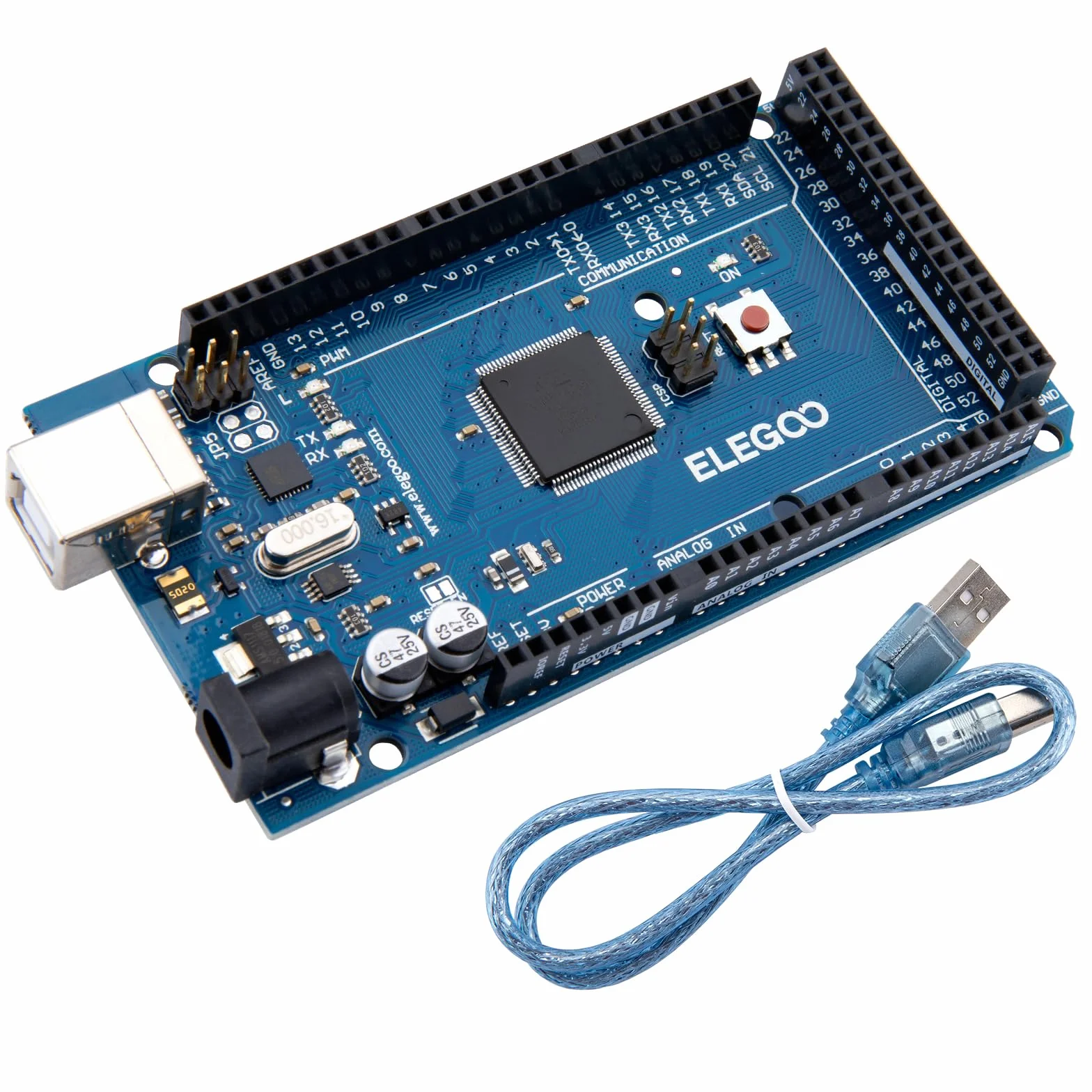 ELEGOO Mega 2560 R3 Tarjeta Placa Compatible Con Arduino IDE - Microcontrolador Con USB Cable Azul