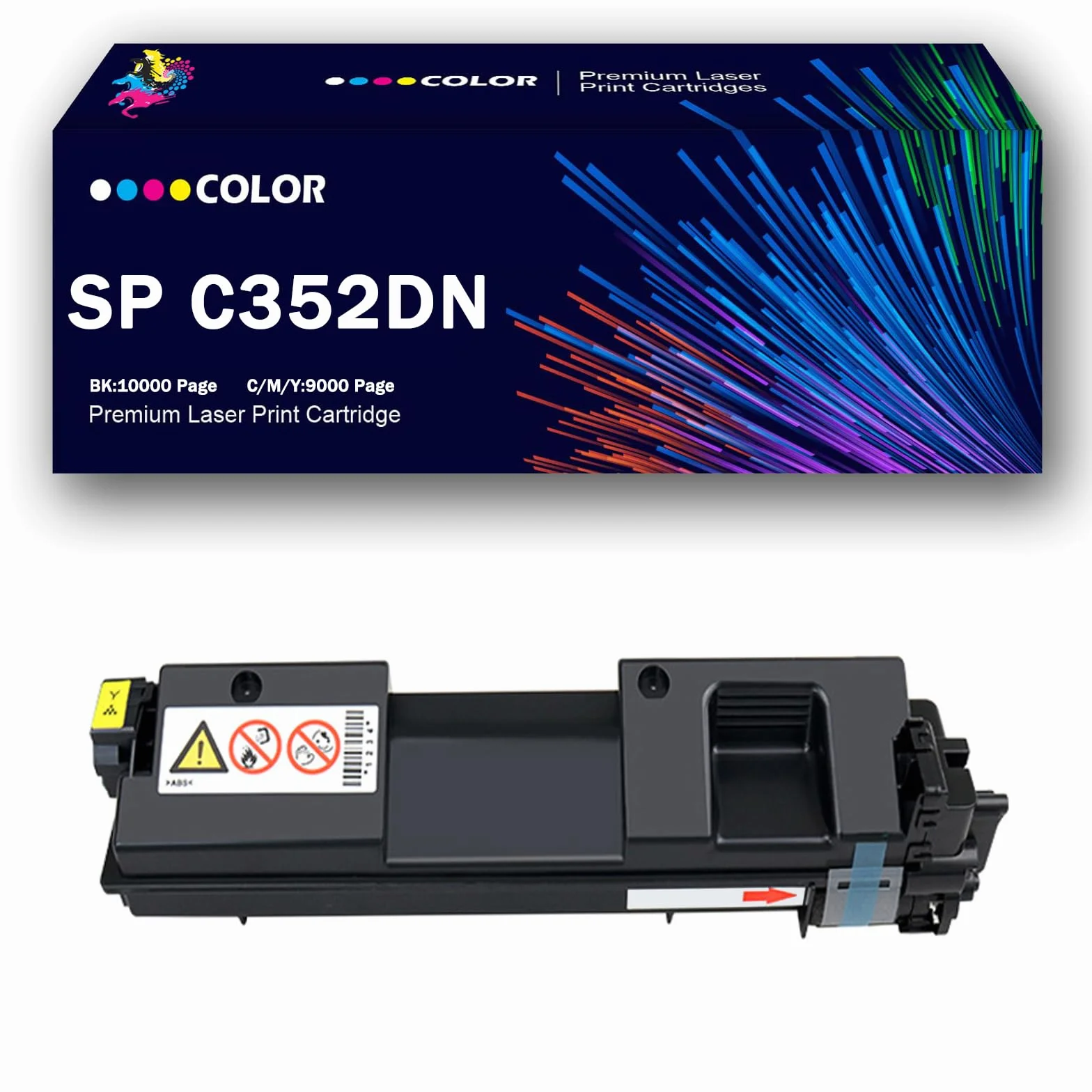 Juego de cartuchos de tóner de alta capacidad SP C352DN con cartucho de tinta con chip, repuesto para impresora multifunción Ricoh SP C352 SP C352DN SPC352 SPC352DN, anticontaminación,Yellow-1Pack