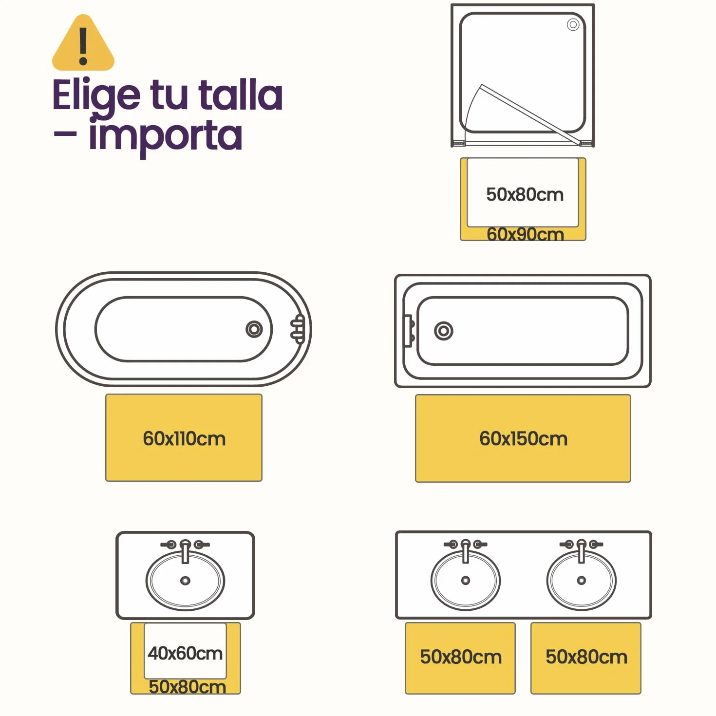 Alfombra Baño Antideslizante 40 x 60 cm Microfibra Súper Absorbente Lavable Máquina Beige
