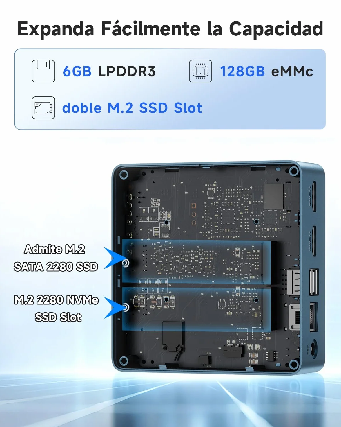 BMAX B1Plus Mini PC Win 11, Intel Celeron J3355(hasta 2,5 GHz) 6 GB LPDDR3, 128 GB eMMC SSD, Mini Ordenador de Sobremesa, Micro PC,WiFi 5, BT5.0, 4K@60HZ UHD Dual Display para Oficina