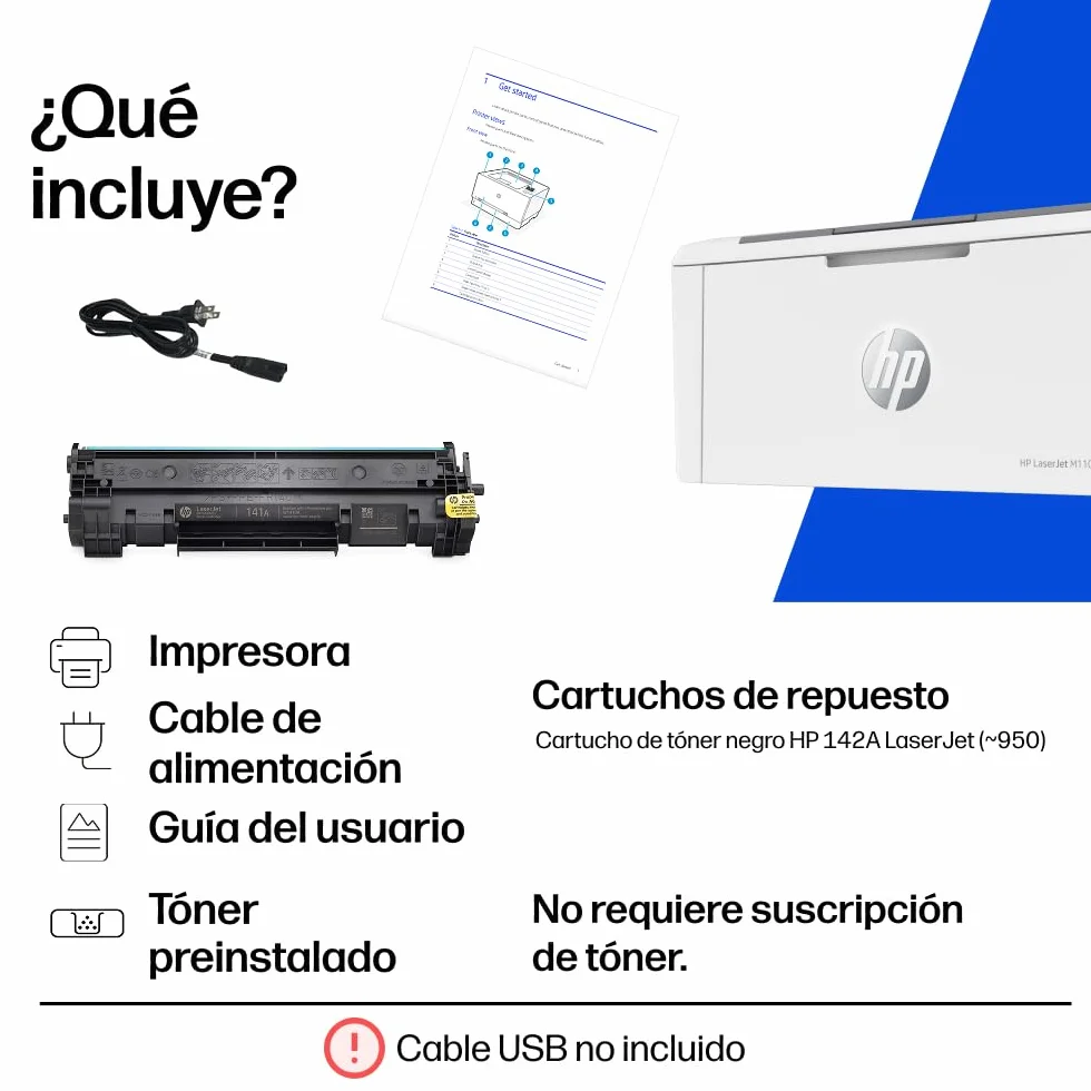 HP LaserJet M110w Impresora Láser A4 Monocromo Doble Cara Manual 20 ppm Wi-Fi USB 2.0 Bluetooth Blanca