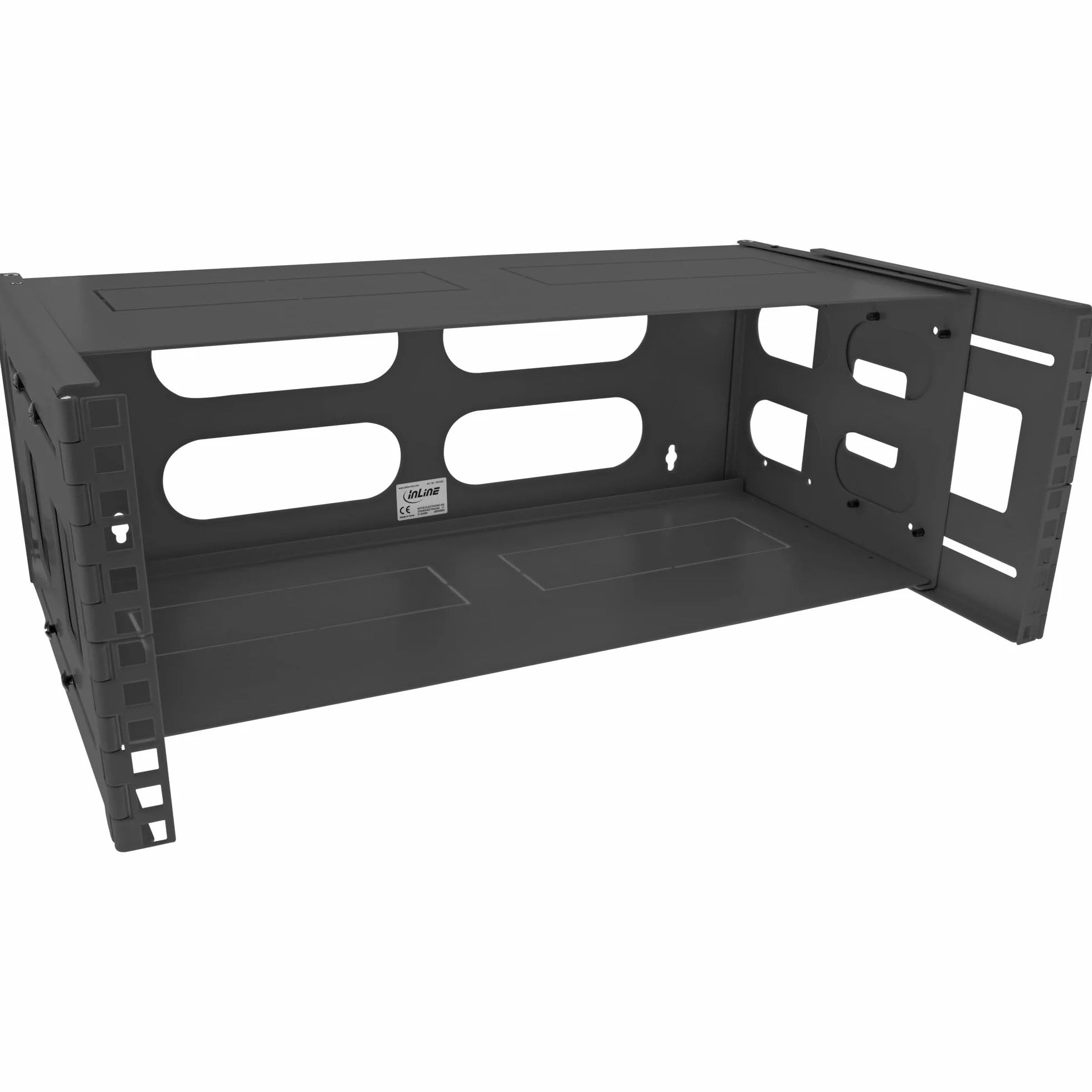 InLine - Bastidor de Montaje en Pared (19", 4HE, 24-40 cm de Profundidad, con Tapa), Color Negro