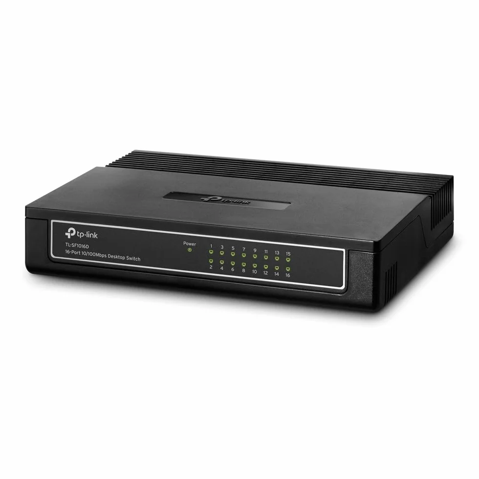 TP-Link TL-SF1016D 16-Port 10/100 Mbps Desktop Ethernet Switch/Hub, Ethernet Splitter, Plug & Play, no configuration required, Black