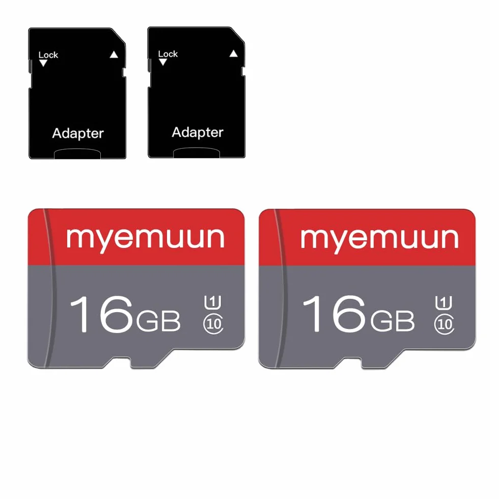 Paquete de 2 tarjetas micro SD de 16 GB, C10 de alta velocidad, con adaptador para smartphone, tablet, consola de juegos, cámara de seguridad y cámara de salpicadero (2 x 16 GB)