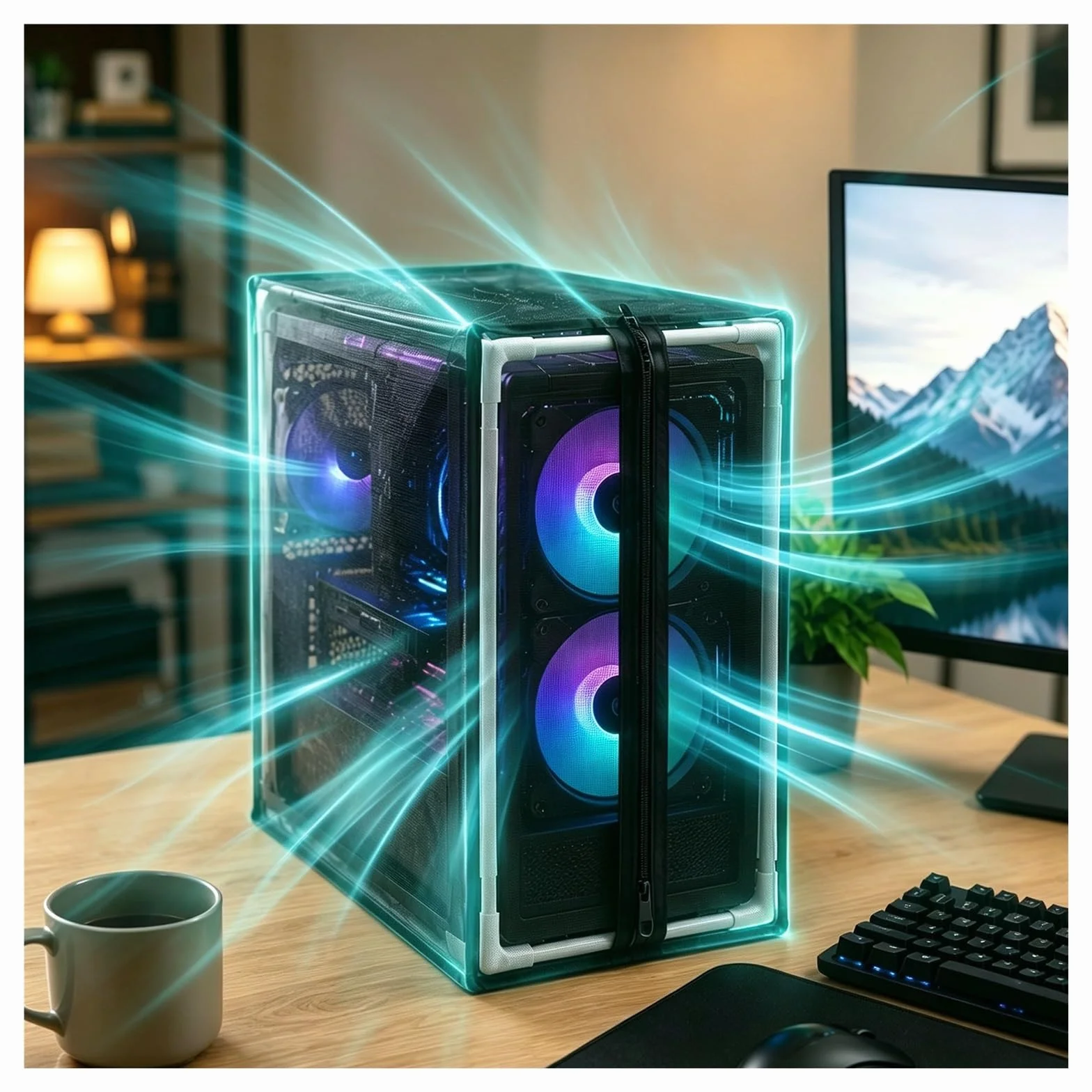 funda antipolvo para ordenador Para Torre De PC, Malla Protectora | ProteccióN Con Cierre De Cremallera, Resistente Al Pelo De Mascotas, Tela Lavable, TamañOs Personalizados(25x50x50cm)