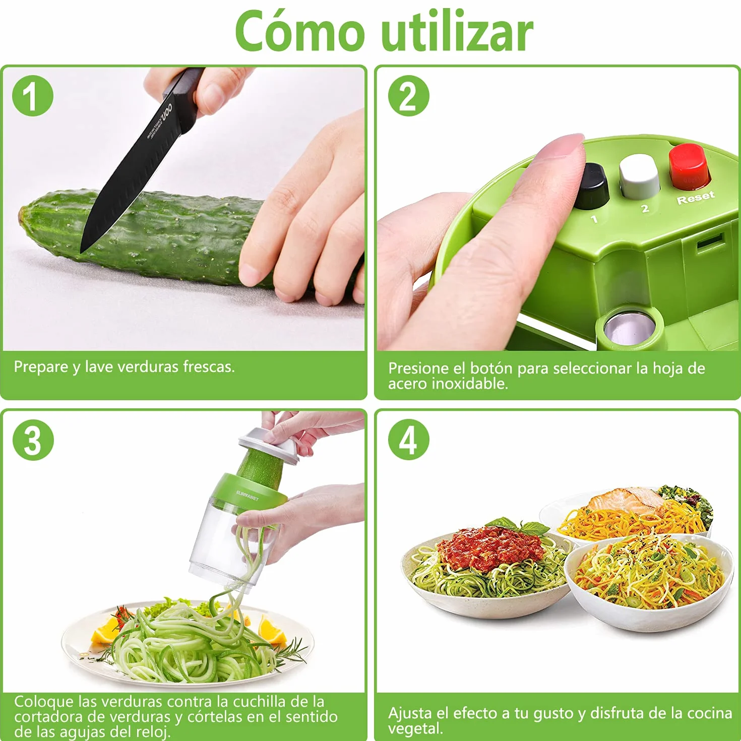 Cortador Rallador de Verdura 5 en 1 Espiralizador Veggetti Slicer Manual