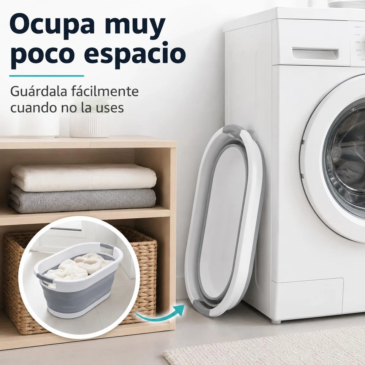 Cesto Plegable de Colada Silicona 24 Litros Gris Canasto Plastico