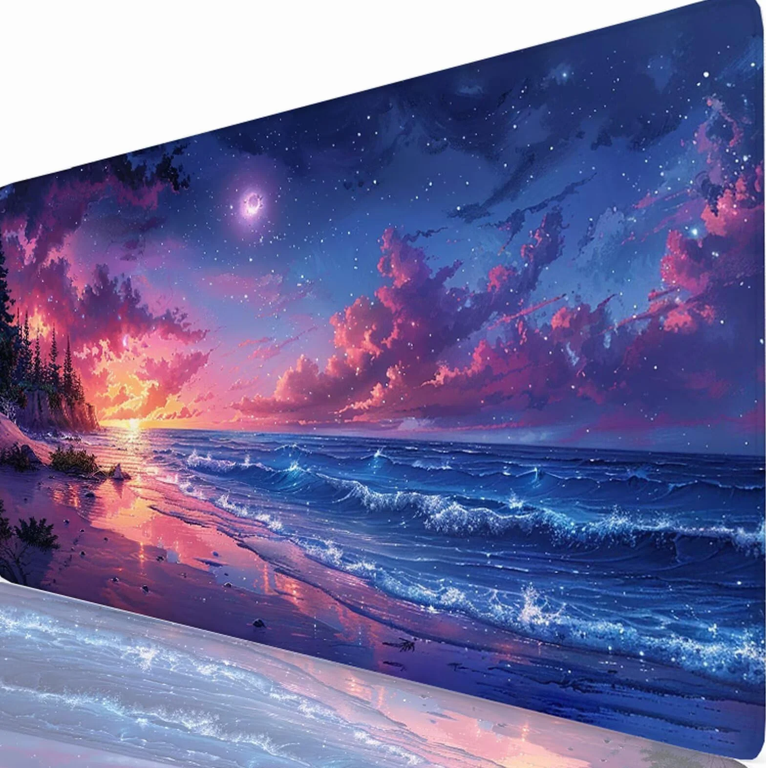 Mar Alfombrilla Ratón XXL 150x80 cm Mouse Pad Grande Gaming Universo Alfombrilla Escritorio Antideslizante, Protector de Mesa para Ordenador y Teclado, Alfombrilla Gamer con Bordes Cosidos W6-507