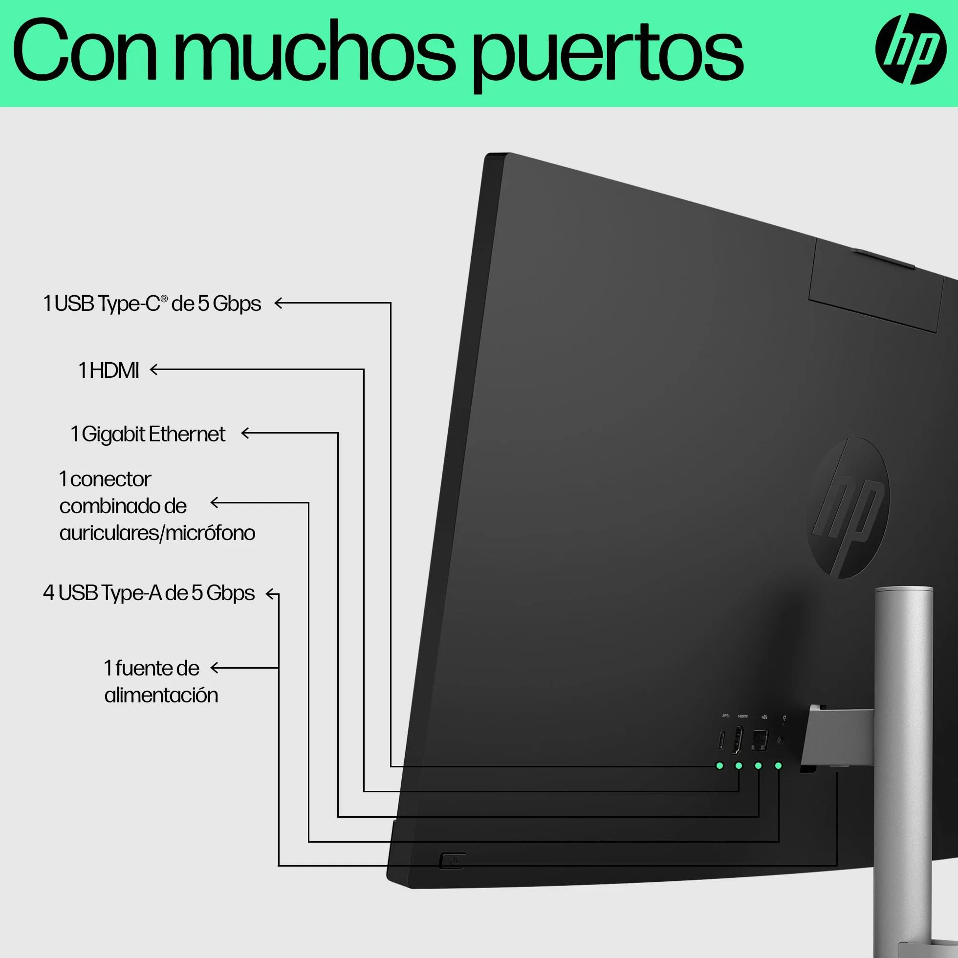 HP All-in-One 27-cr0062ns, PC Todo en Uno 27” FHD, AMD Ryzen 7 7730U, 16GB RAM, 512GB SSD, AMD Radeon Graphics, Cámara HD, Wi-Fi, Teclado y Ratón Inalámbricos, Sin Sistema operativo, QWERTY Español