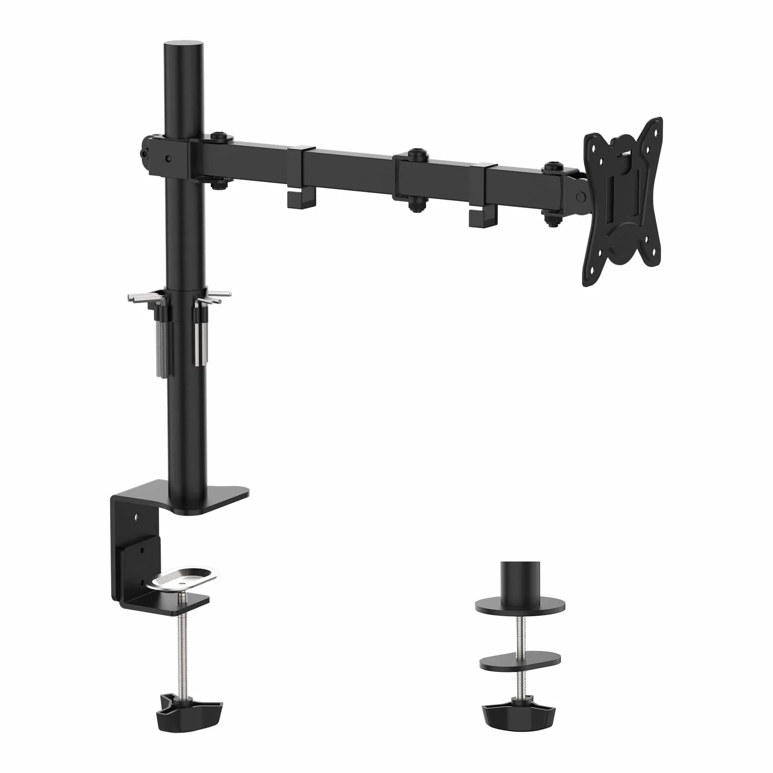 GRIFEMA, GB2001-1 Soporte de Monitor Simple Brazo para Pantalla de Computadora de 13-32 pulgadas, Altura Ajustable, VESA 75x75/100x100, Acero, Negro