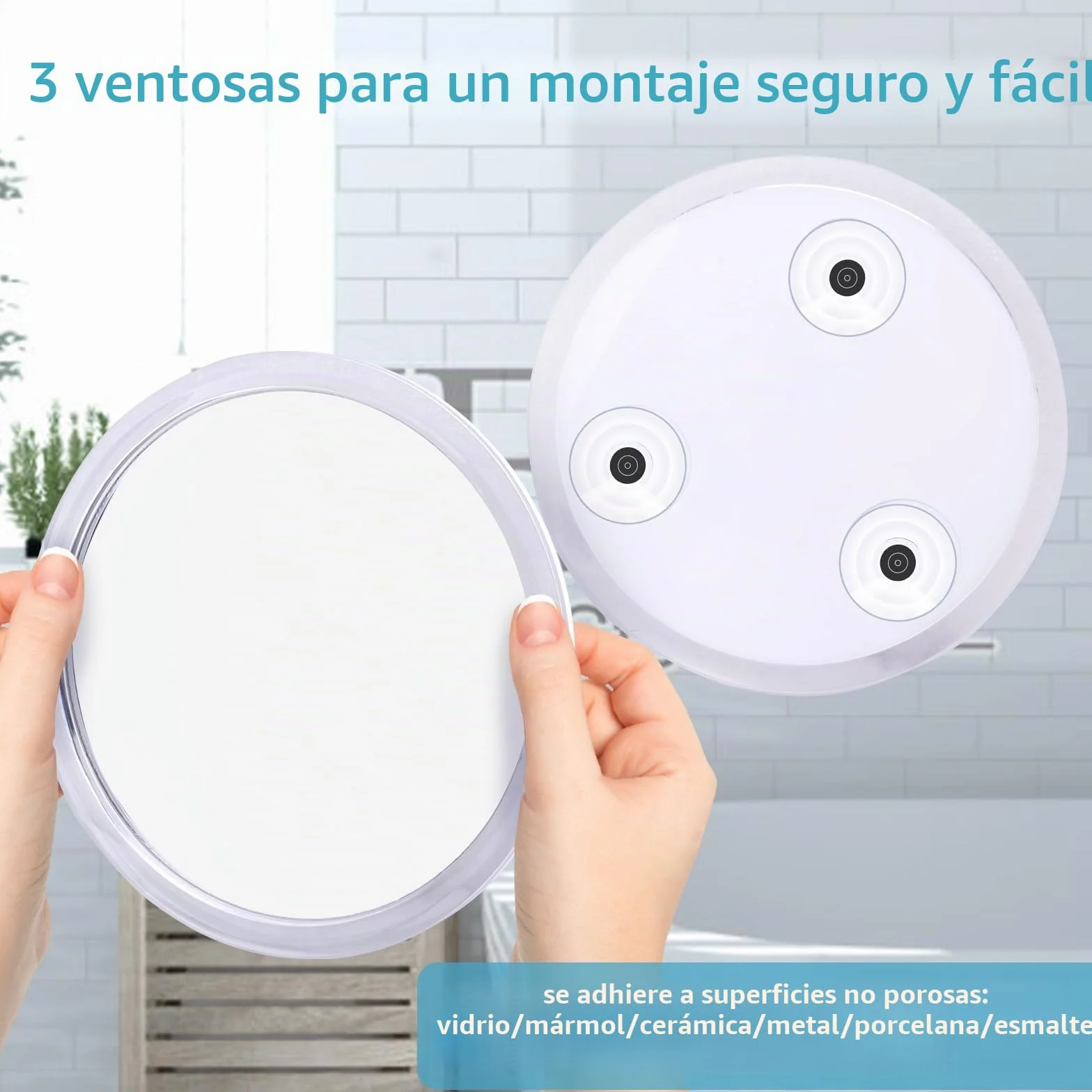 Espejo de Ducha sin Niebla antivaho inastillable con 3 Ventosas Extraíbles para Afeitado y Maquillaje