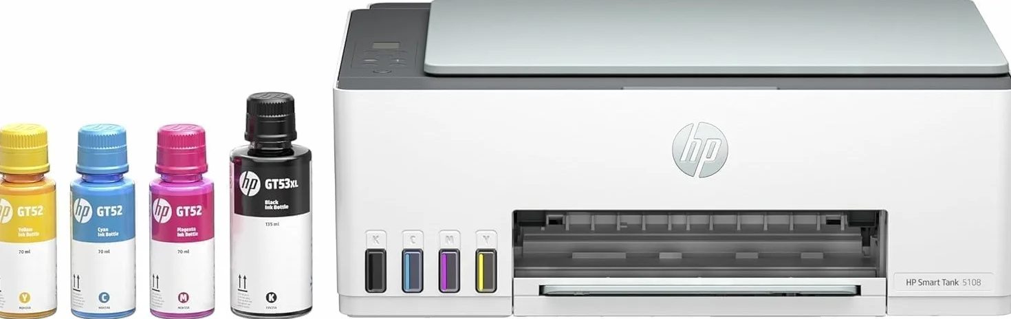 HP Impresora Multifunción Tinta Smart Tank 5108 Wi-Fi, con depósito Recargable, Incluye Tinta para Imprimir hasta 3 años