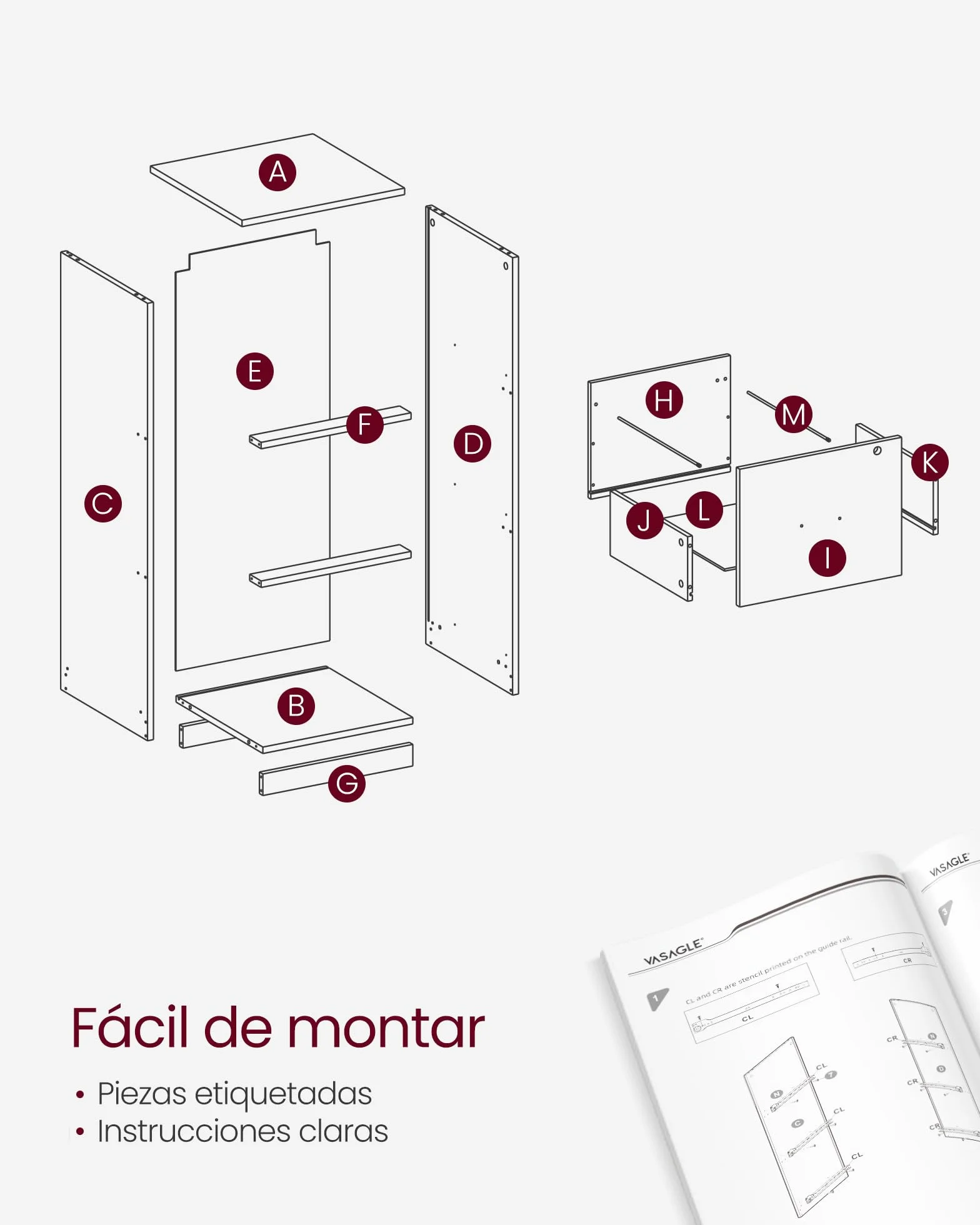 VASAGLE Armario de Oficina Archivador con 3 Cajones Bloqueables para Formato A4, Blanco Nube OFC055W14