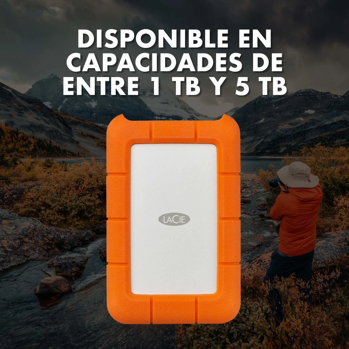 LaCie Rugged Mini 2TB, disco duro externo portátil, 2.5", para PC Mac iPad & iPhone, Data Rescue Services (LAC9000298)