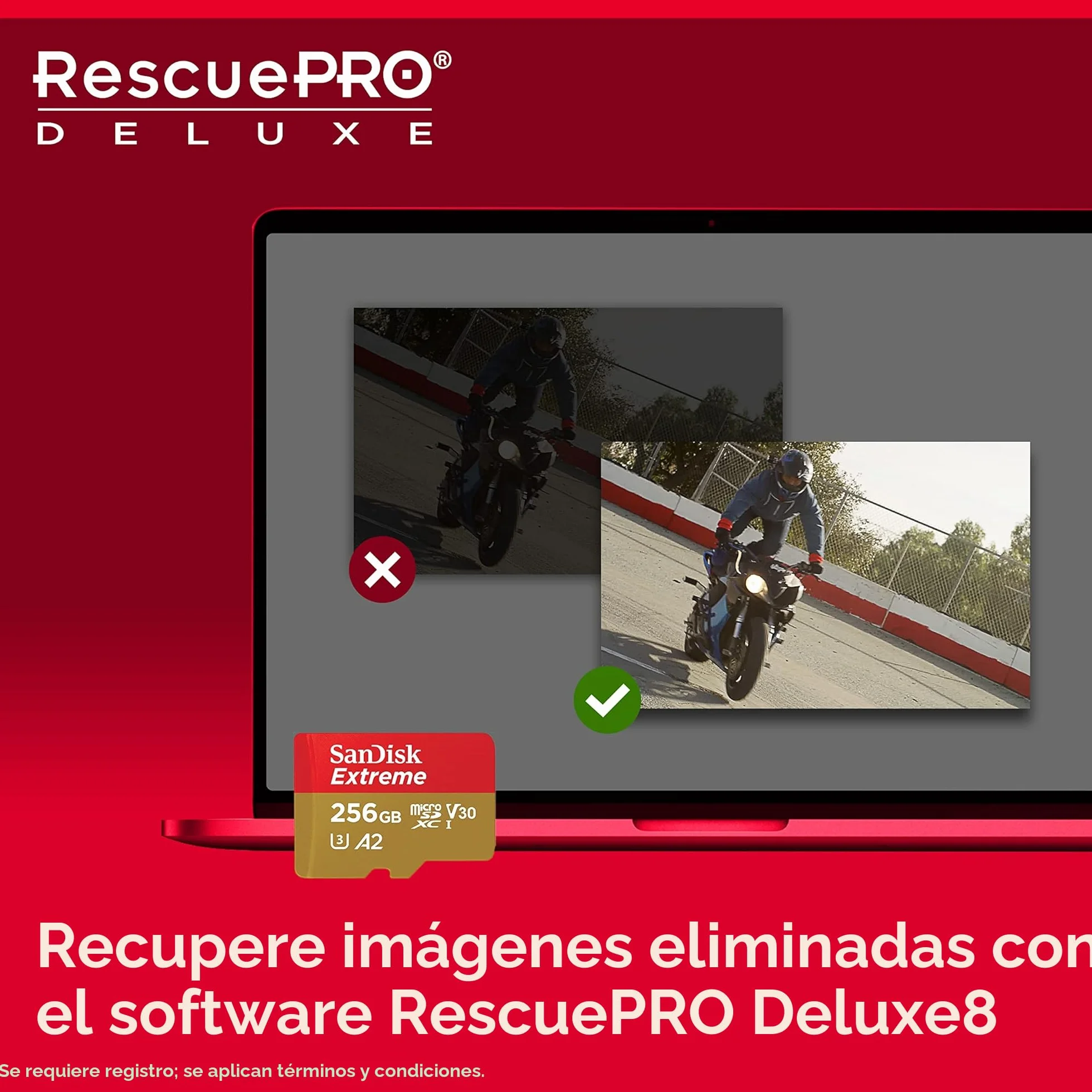 SanDisk Extreme Tarjeta Micro SDXC 256GB + adaptador SD, (Para teléfonos inteligentes, cámaras de acción, drones) V30, hasta 190 MB/s, RescuePRO Deluxe, A2 C10 U3 UHS-I