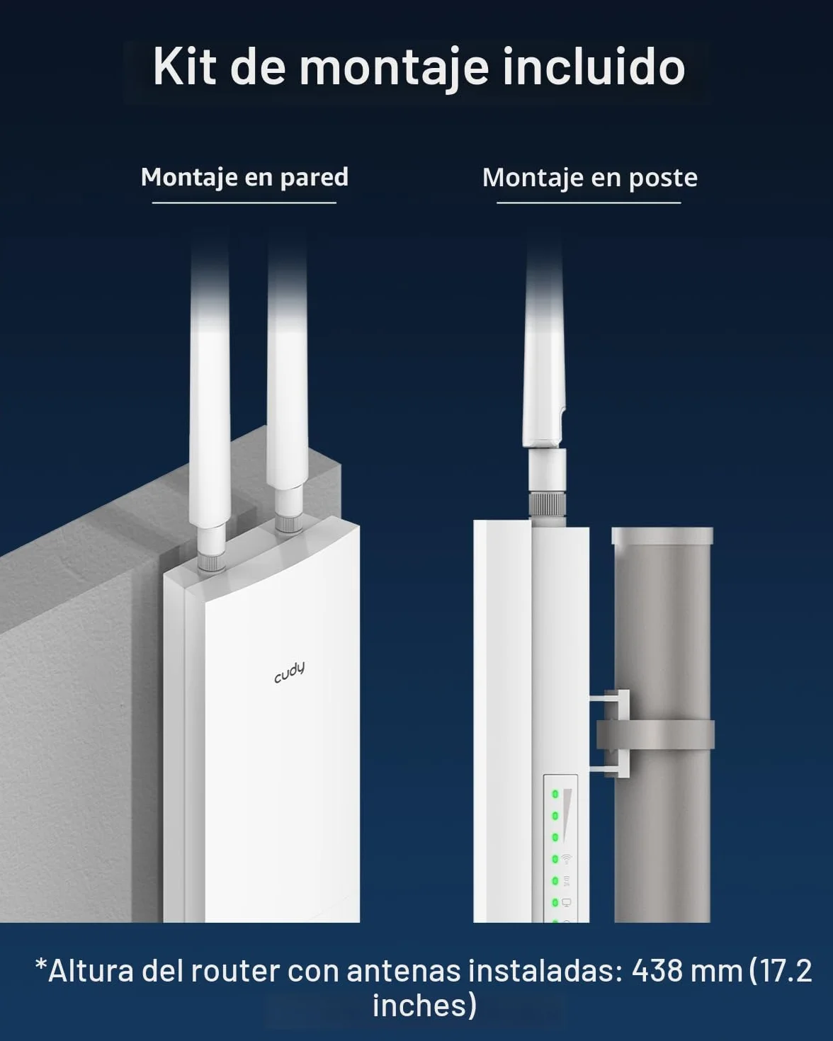 Cudy Punto De Acceso Inalámbrico Gigabit AC1200 para Exteriores, Extensor WiFi, IP65, Gigabit RJ45, Beamforming, MU-MIMO, Adaptador PoE Incluido, AP1300 Outdoor