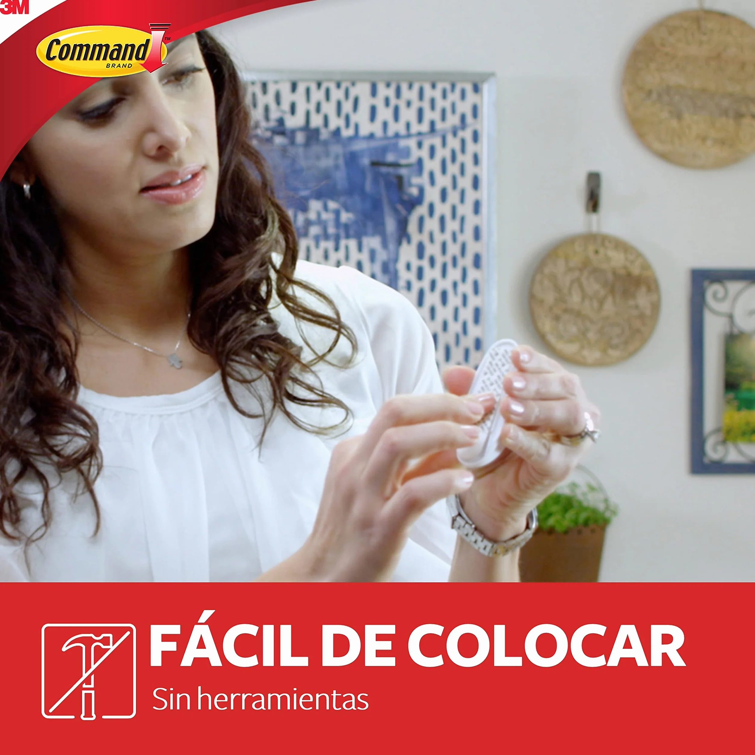 Command Ganchos de Diseño Medianos Blanco 6 Ganchos 9 Tiras Medianas Interior