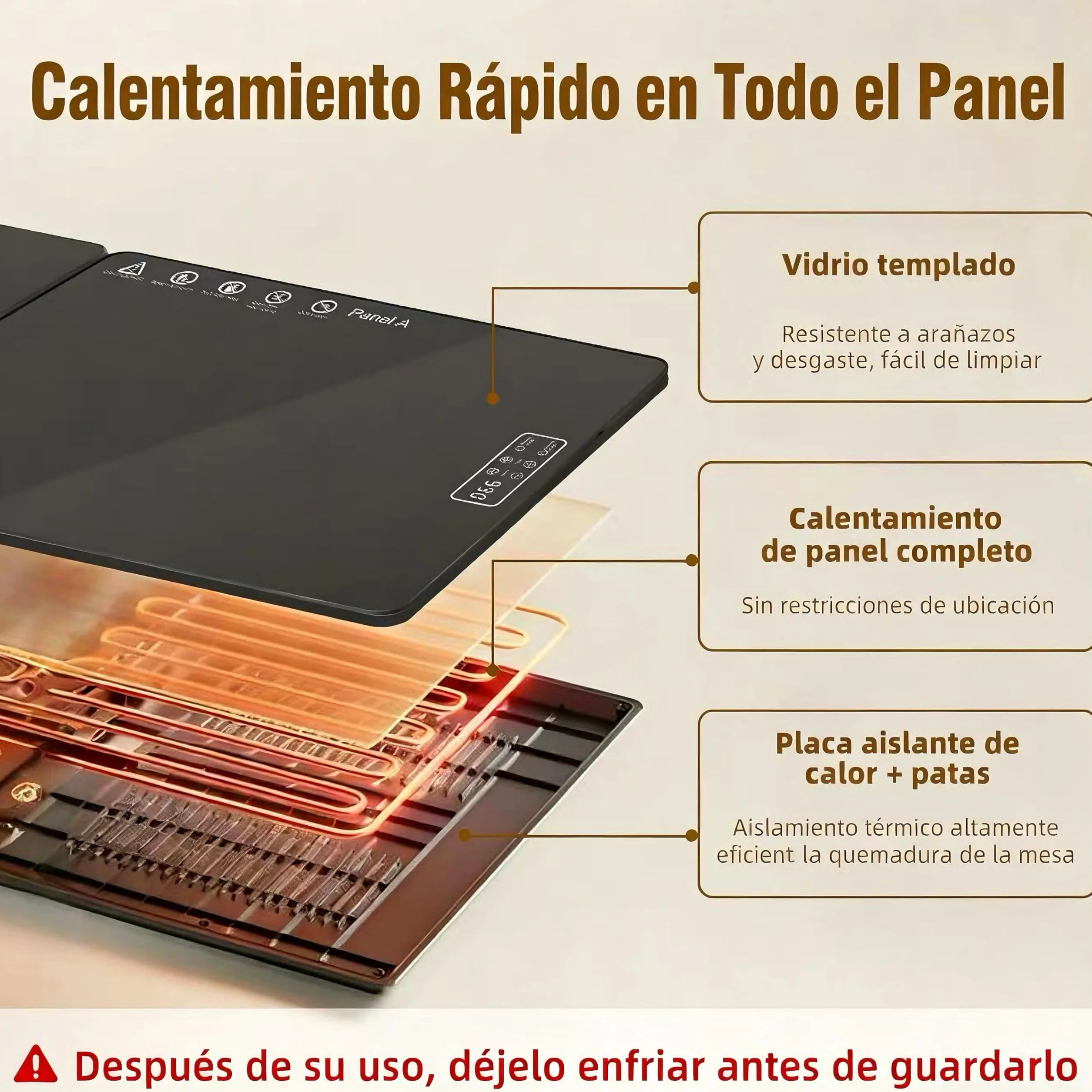 Bandeja Calefactora Eléctrica para Alimentos con Temperatura Ajustable, Plegable para Mantener Caliente o Descongelar