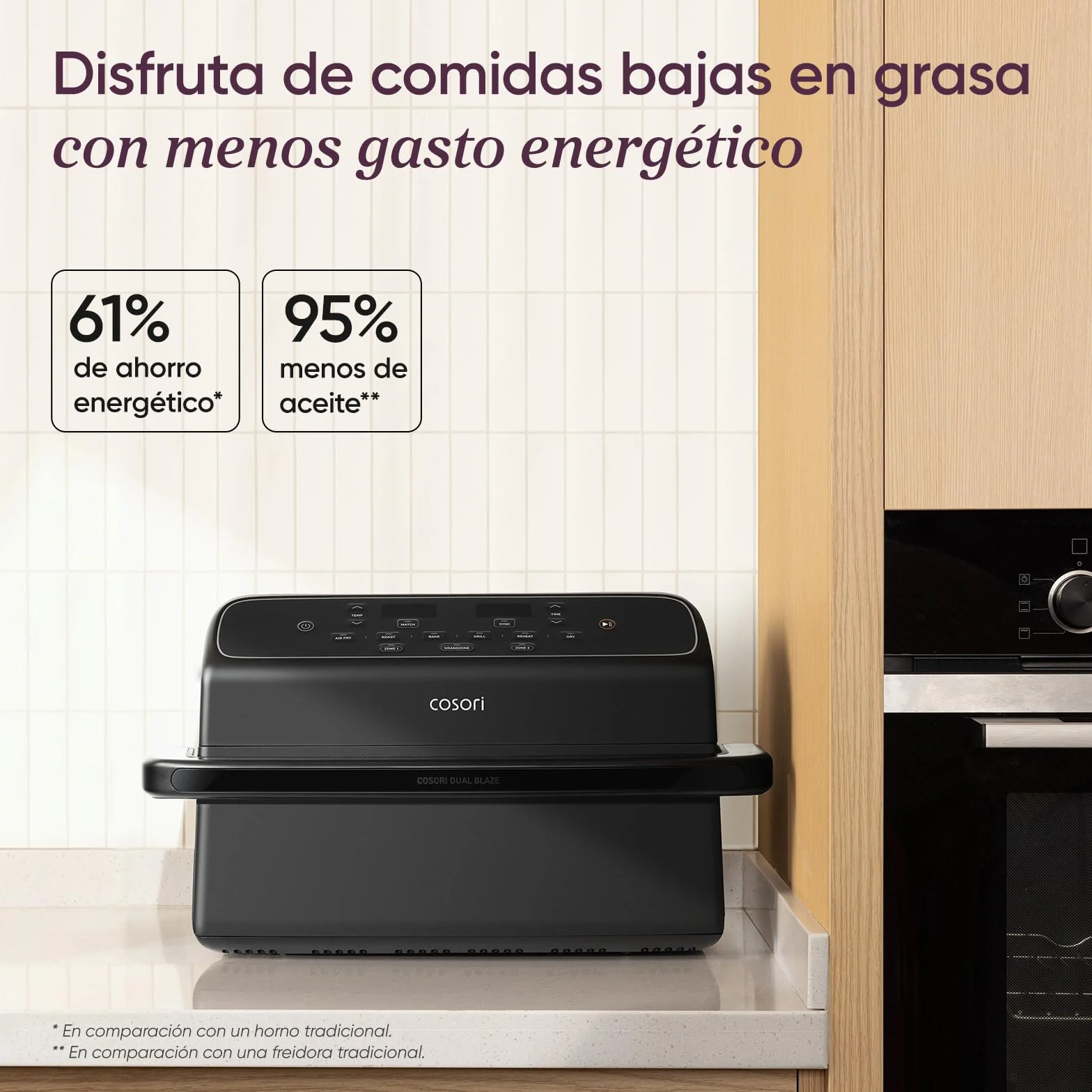 Cosori Dual Blaze Twinfry Freidora de Aire 8,6 Litros Doble Cesta 2700W Revestimiento Cerámico sin PFAS 6 en 1