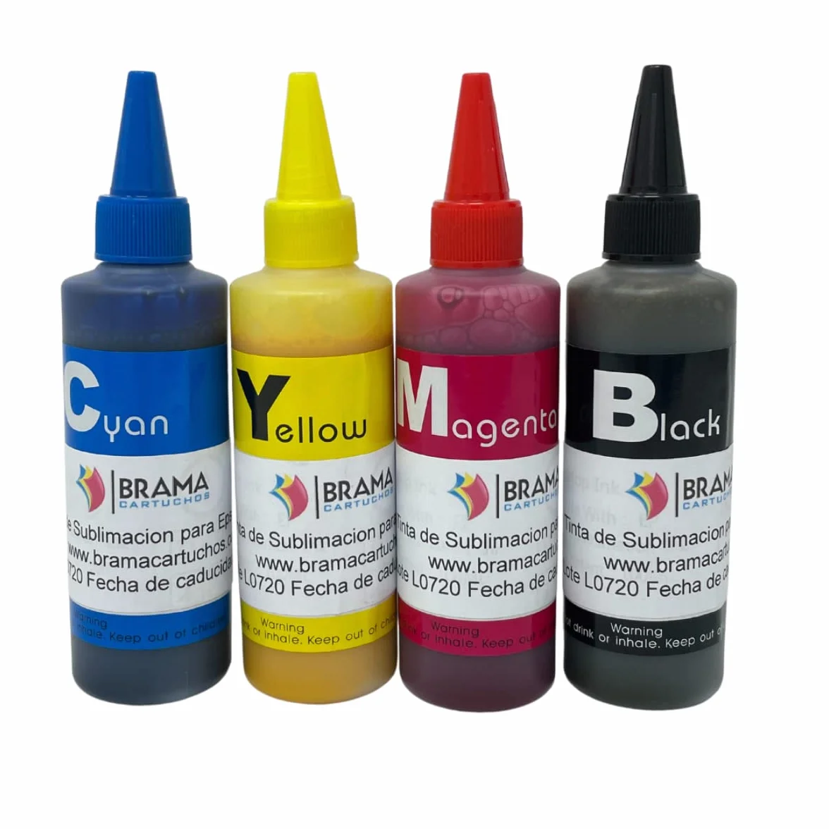 4 Botes DE 100ML DE Tinta DE SUBLIMACION. Compatible con IMPRESORAS EPSON DE 4 Colores BRAMACARTUCHOS