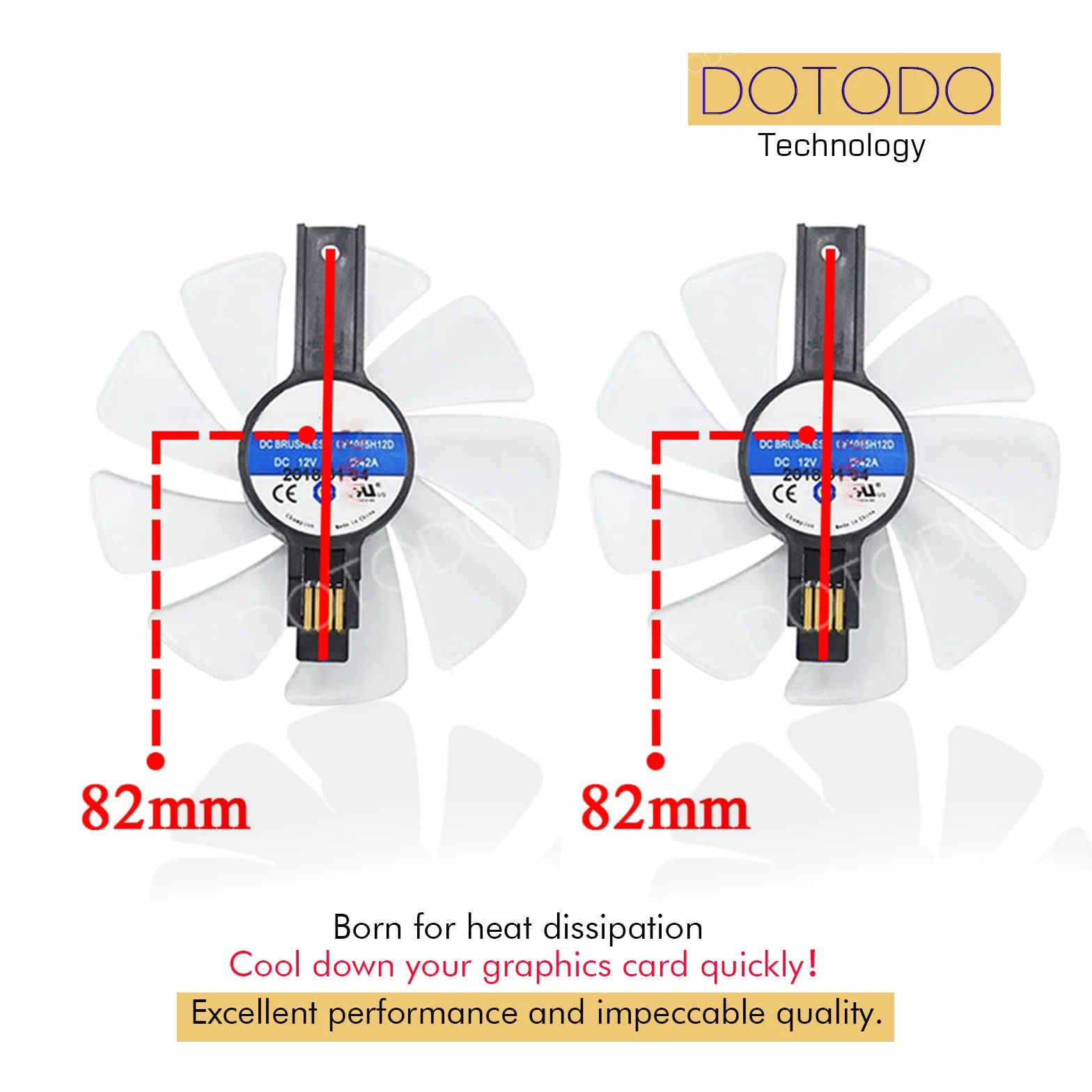 95MM Ninguno Cable CF1015H12D/FDC10U12S9-C Tarjeta Gráfica Enfría Ventilador para Sapphire NITRO RX 580 RX 570 RX 480 VGA Video Card Cooling (Blanco 2 PCS)
