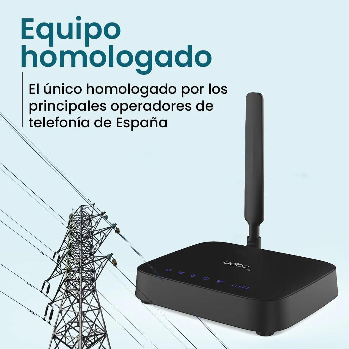 ADOC Caja de Voz V4, Convierte la señal móvil 2G/3G/4G en una línea Fija FXS. Compatible con Teleasistencia. Punto Acceso WiFi Hotspot. 2 Conectores RJ11.