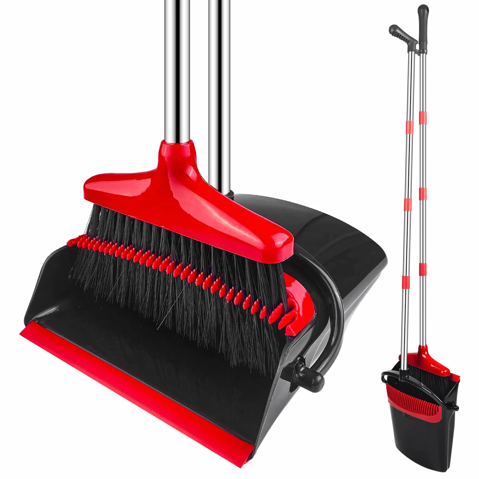 Juego de Escoba y Recogedor, Recogedor Plegable de Pie y Escoba, Broom y Dustpan Plegable de Mango Largo con Peine Dientes, Broom Alta y Dustpan Folding, para Interior, Cocina