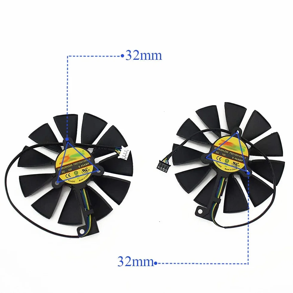 Ventilador de tarjeta GPU FDC10U12S9-C T129215SH 4Pin RTX 2060 2070 2080 para ventilador de tarjeta ASUS GeForce RTX2080Ti (1 par)