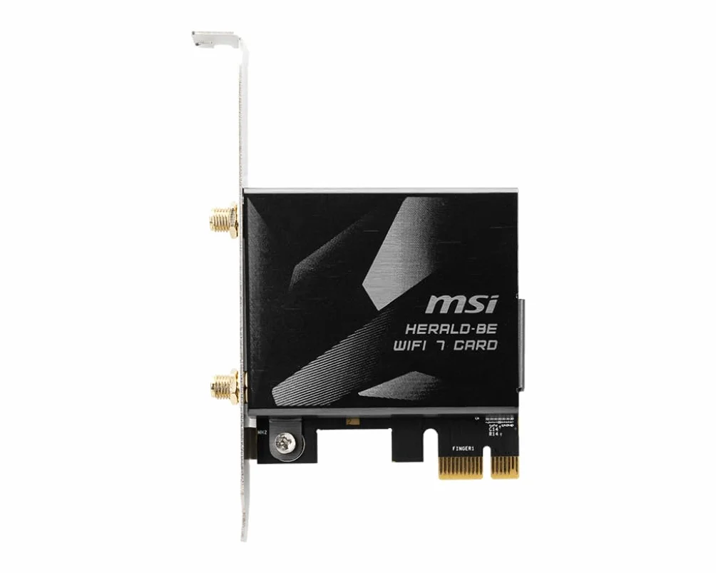 MSI Herald-BE WI-FI 7 MAX Tarjeta de Red Inalámbrica (Wi-Fi 7, 802.11BE, Bluetooth 5.4, PCIe, tecnología de operación multienlace, Antena Externa)