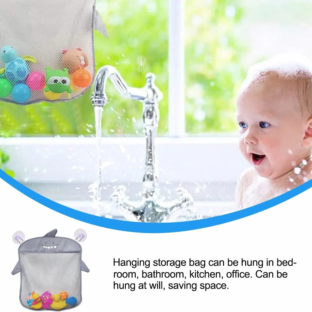 Bolsa de Juguetes de Baño, Red para Colgar Accesorios de Ducha, Organizador con 2 Ventosas