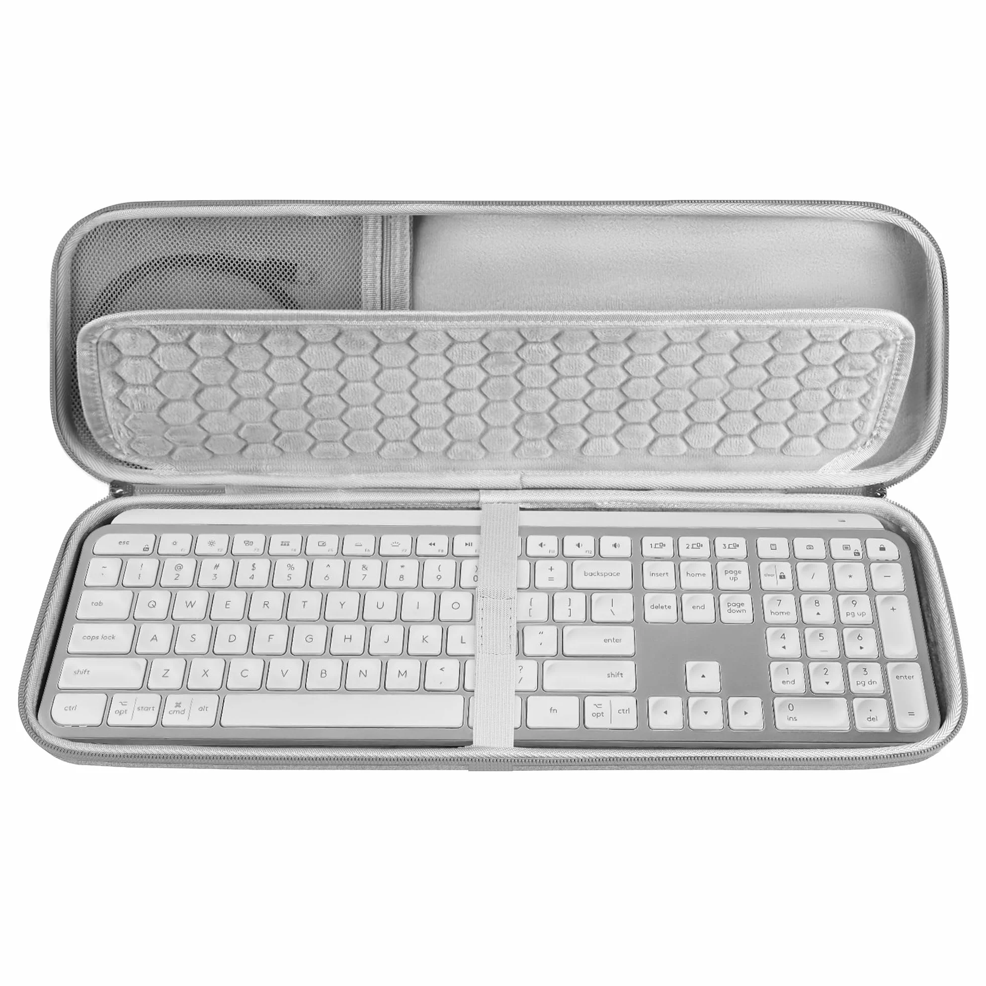 Funda de Transporte para Teclado Geekria, Compatible con Logitech MX Keys S/MX Keys Advanced, Estuche de Viaje rígido EVA (Gris Claro)