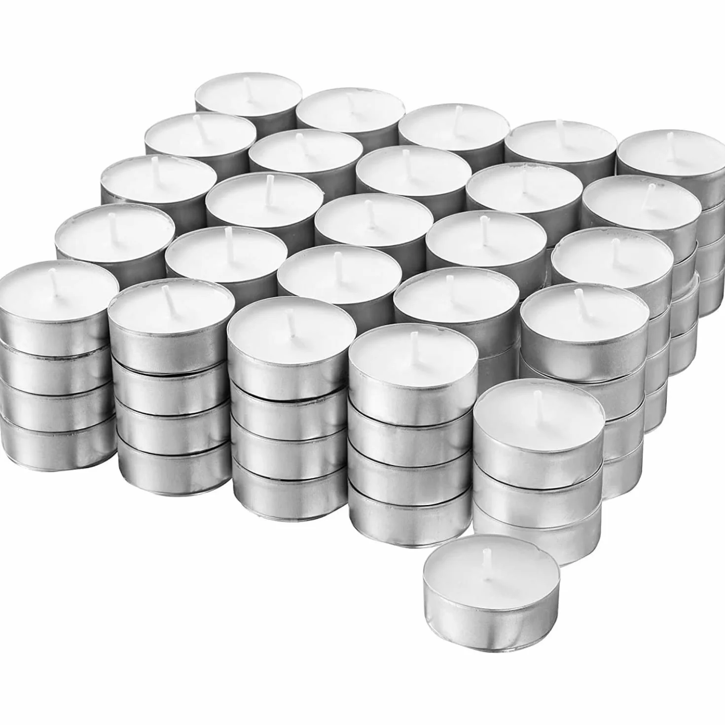 Velas Té Blancas Sin Perfume KROWN, 30 Velas Decorativas, 4 Horas