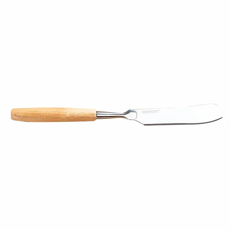Fackelmann Cuchillo para mantequilla y queso crema con mango ecológico de madera de haya, certificado FSC, 25 cm en color marrón, limpieza a mano