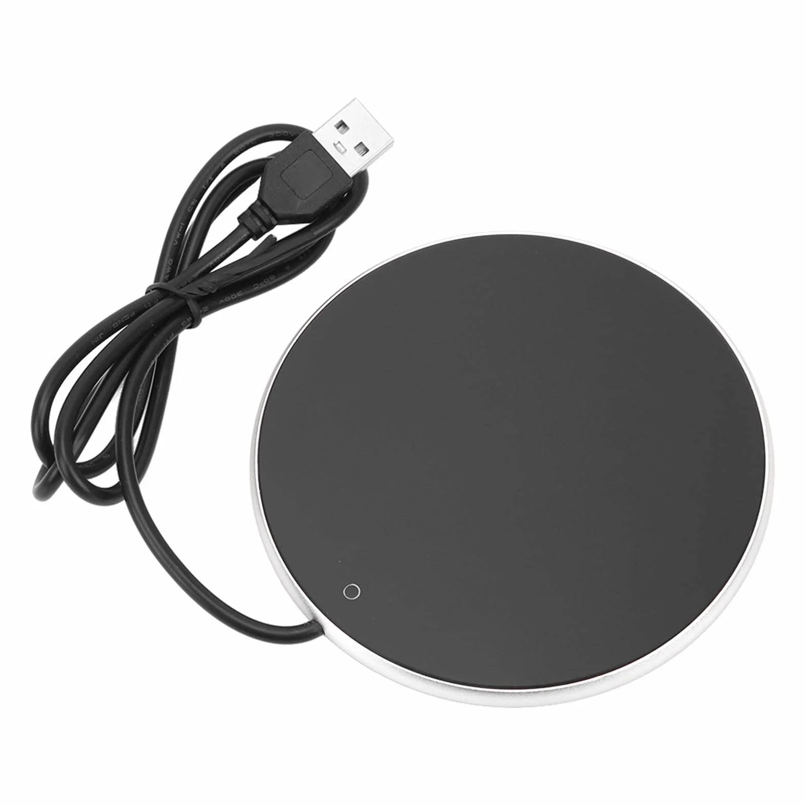 Calentador de vasos USB con interruptor táctil inteligente y posavasos inteligente de calentamiento de temperatura constante para bebidas calientes café Ø10,3 cm (plata)